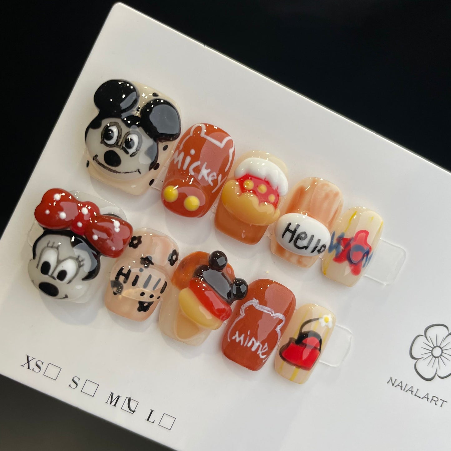 Handmade Press On Nails Short Coffin Handmade Mickey Minnie-DaH