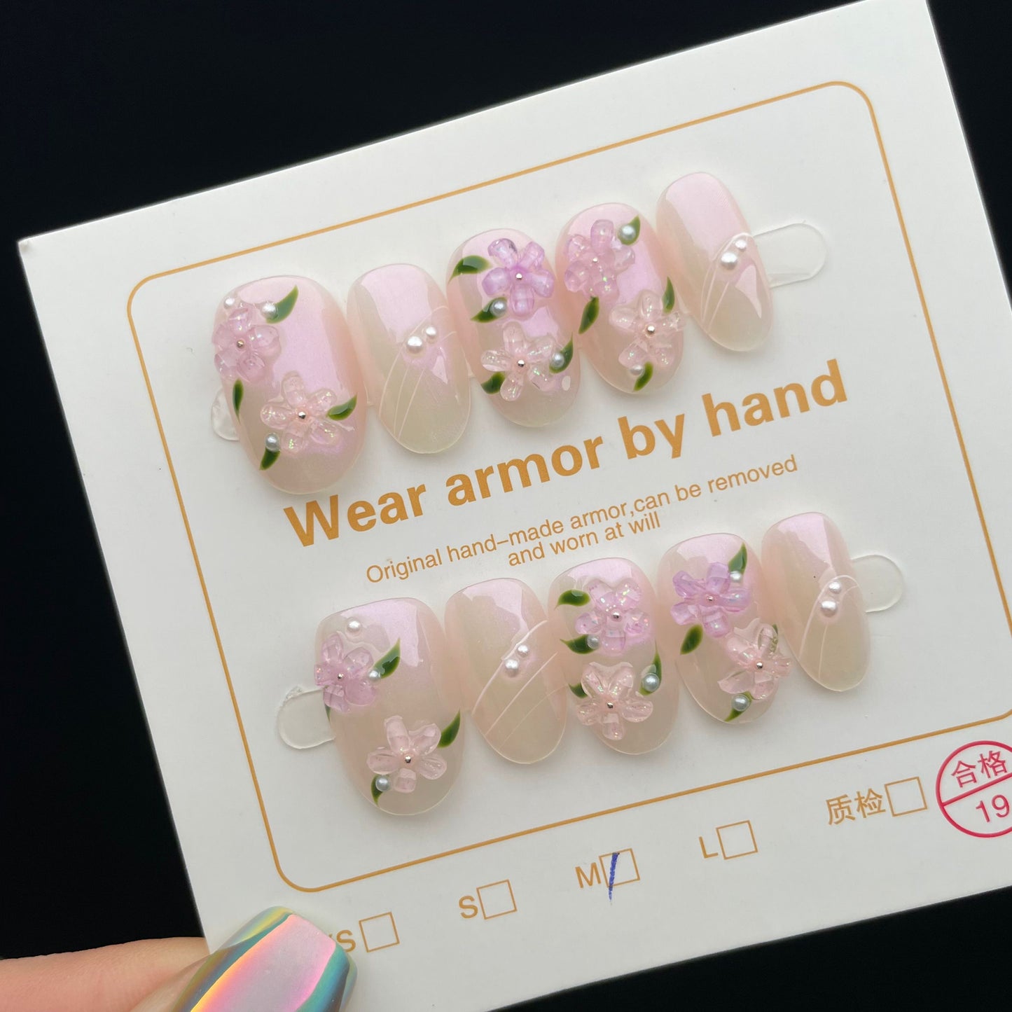 Handmade Press On Nails Short Oval Spring peach