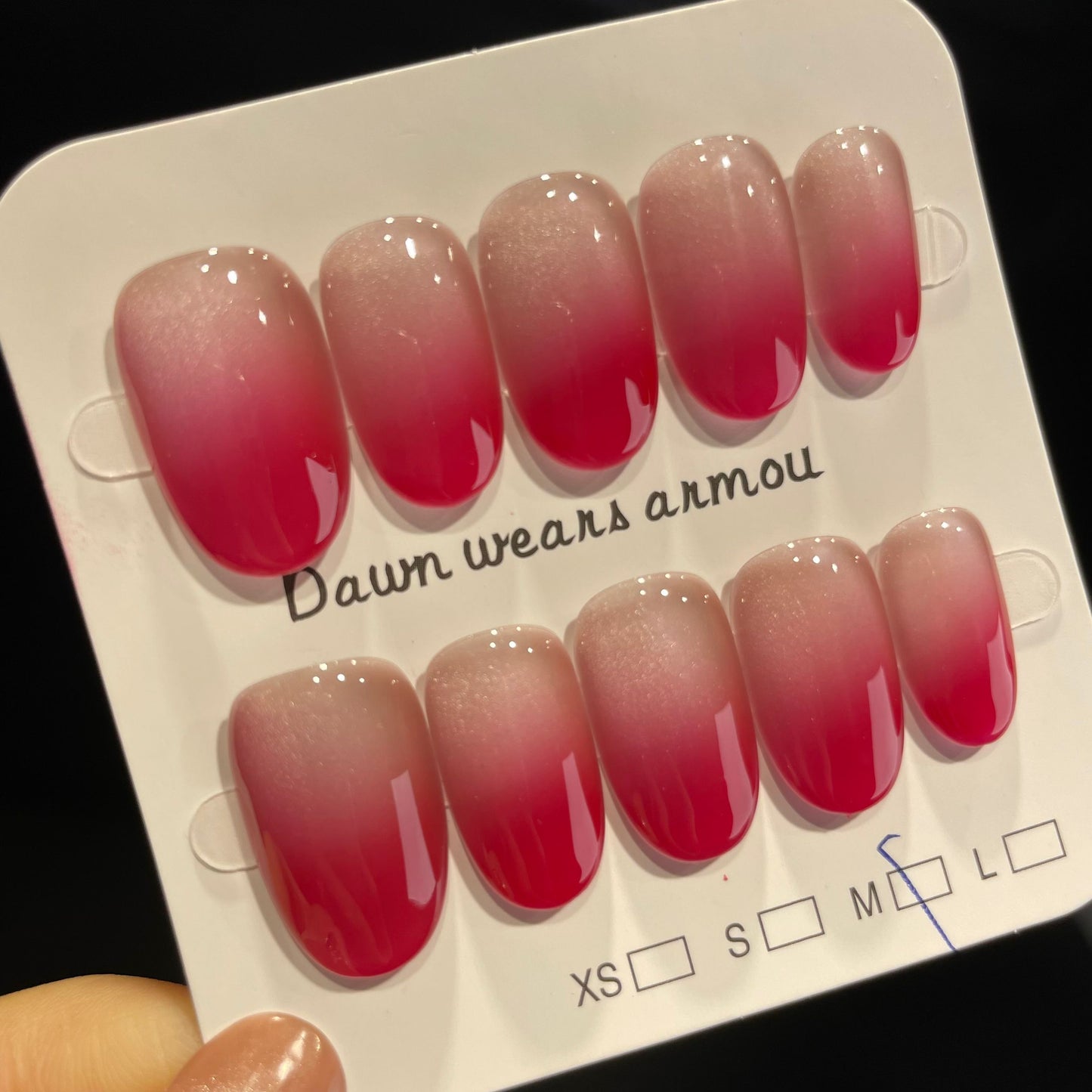 Handmade Press On Nails Short Oval Gradient pink-XiXX