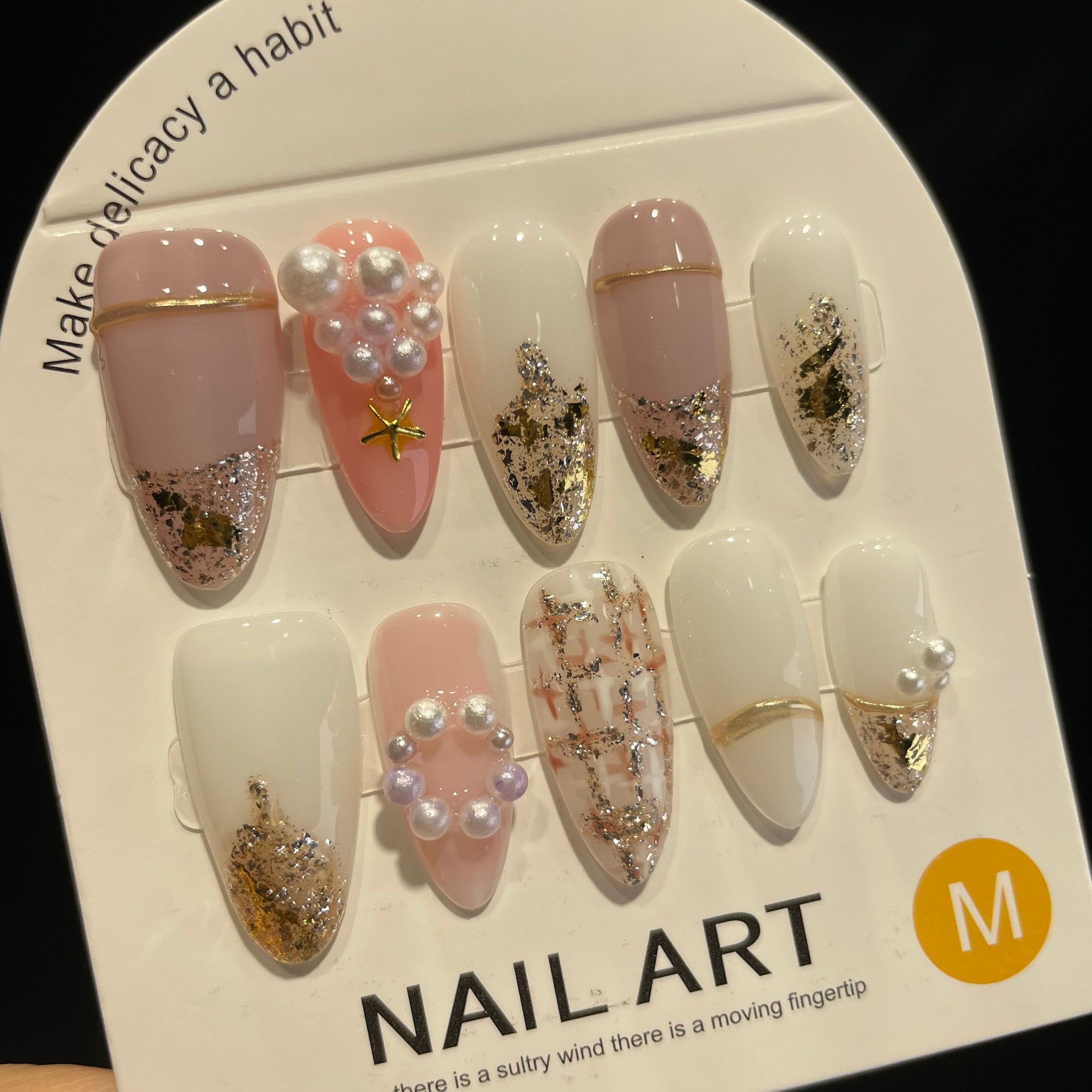 Handmade Press On Nails Medium Stiletto Christmas star