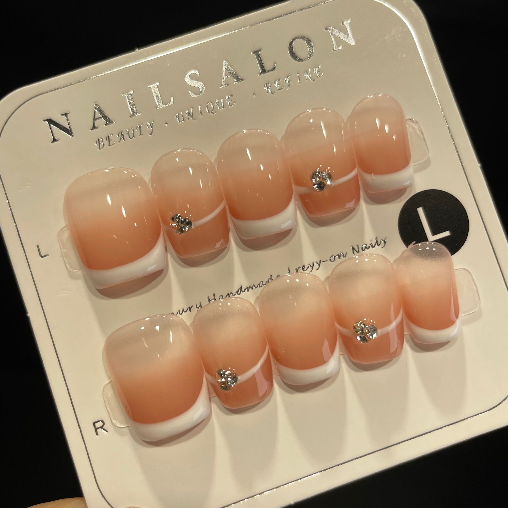 Handmade Press On Nails Short Coffin Minimalist French