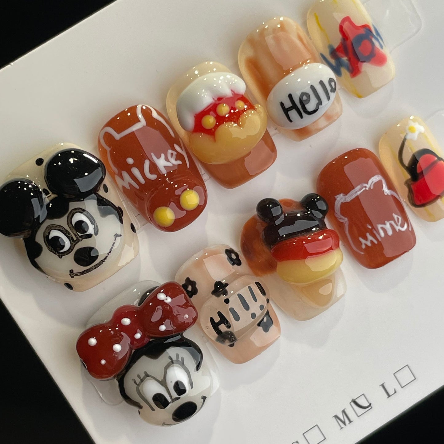 Handmade Press On Nails Short Coffin Handmade Mickey Minnie-DaH