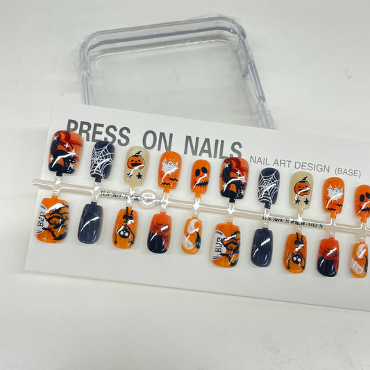 Halloween Party cat eye press on nails long strip 30pcs JL-万圣派对