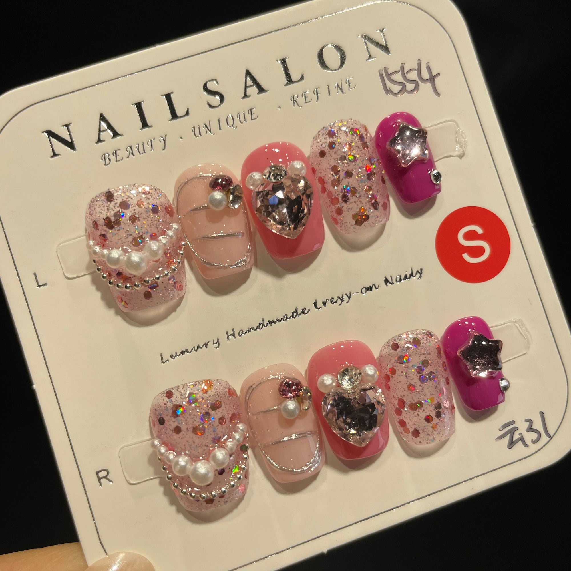 Handmade Press On Nails Short Coffin Shine life
