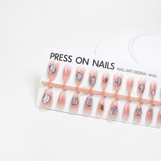 30pcs New pink hand-made  long strip press on nails JL0001