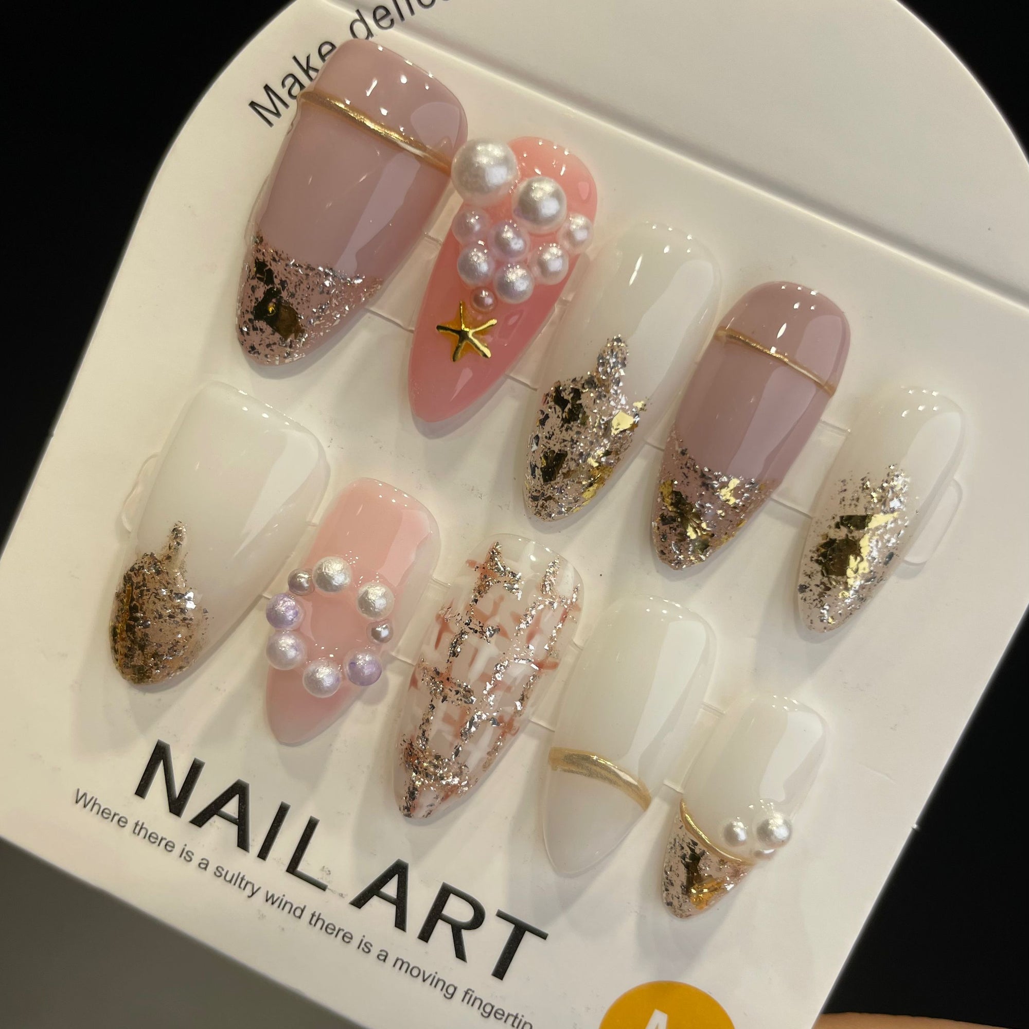 Handmade Press On Nails Medium Stiletto Christmas star