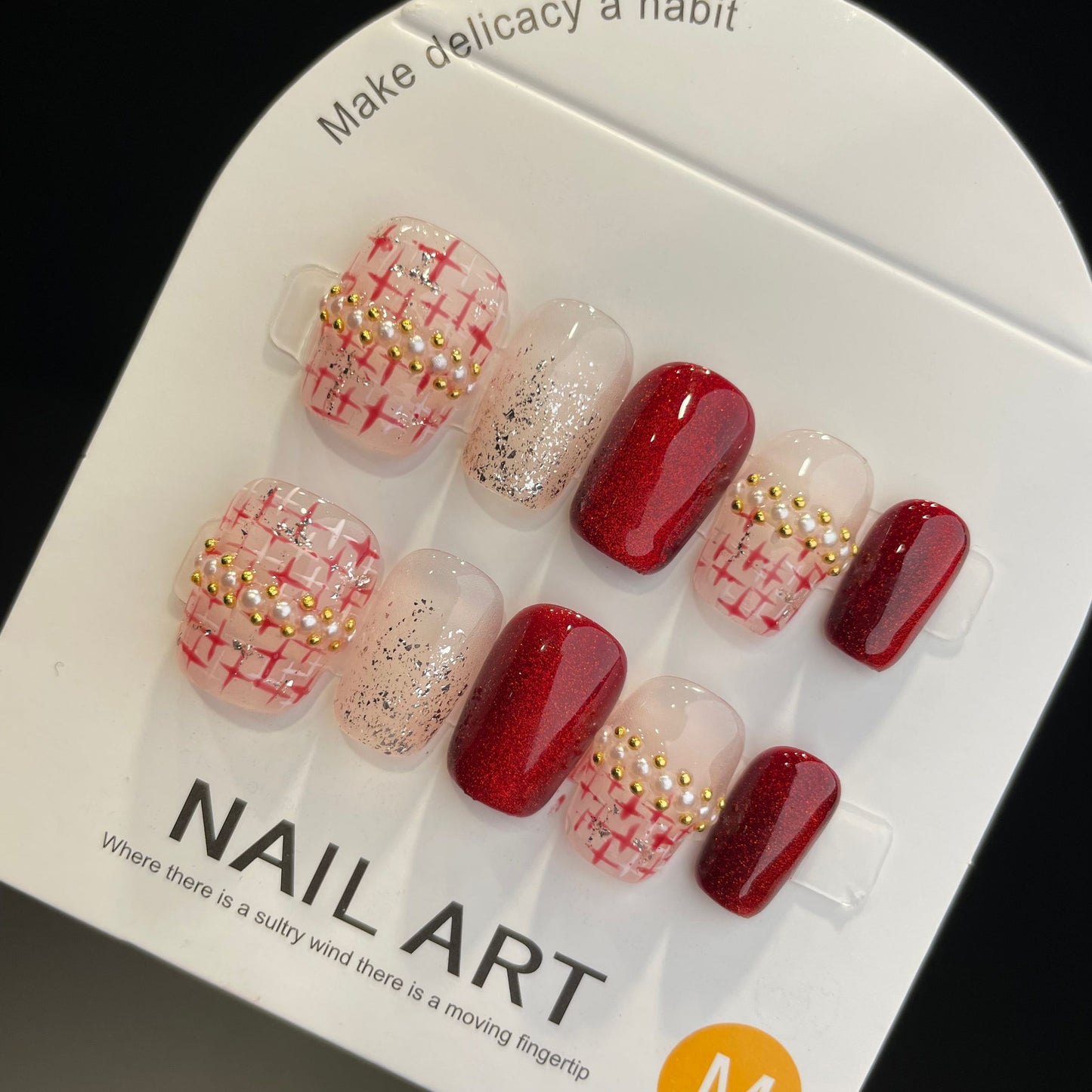 Handmade Press On Nails Short Square Elegant check