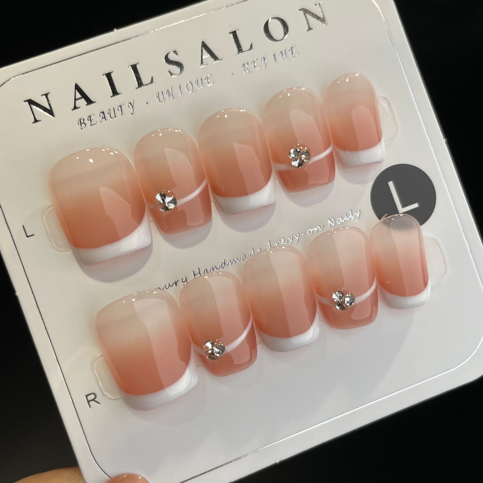 Handmade Press On Nails Short Coffin Minimalist French