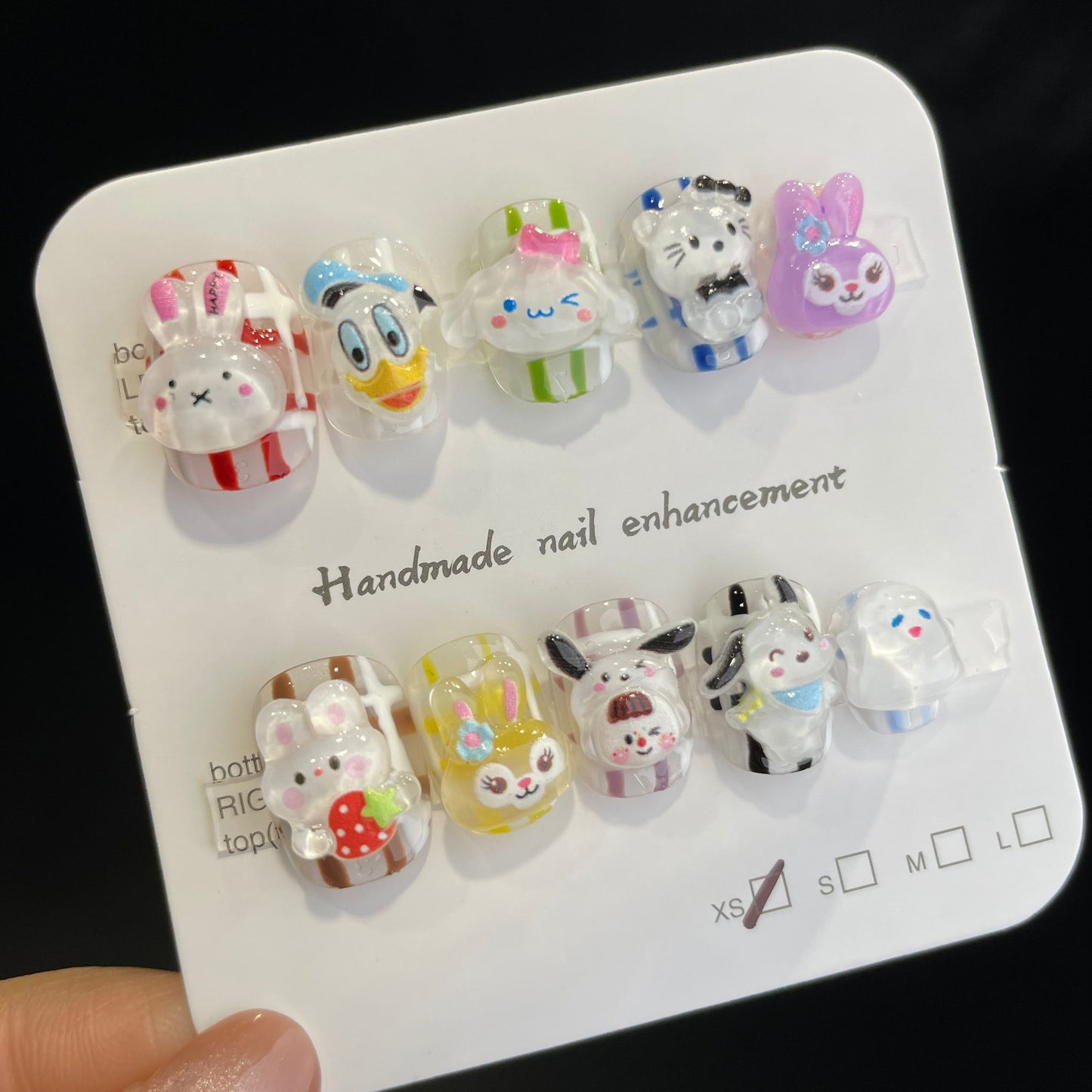 Handmade Press On Nails Short Square Cute cartoon