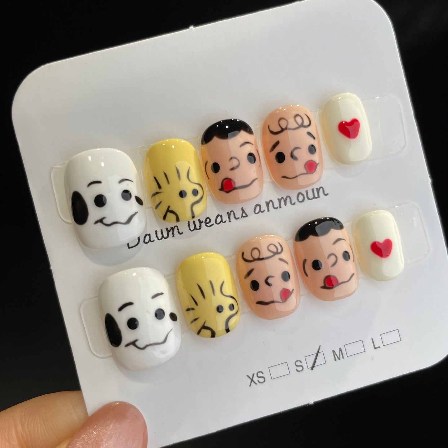 Handmade Press On Nails Short Square The Snoopy family-XiXX