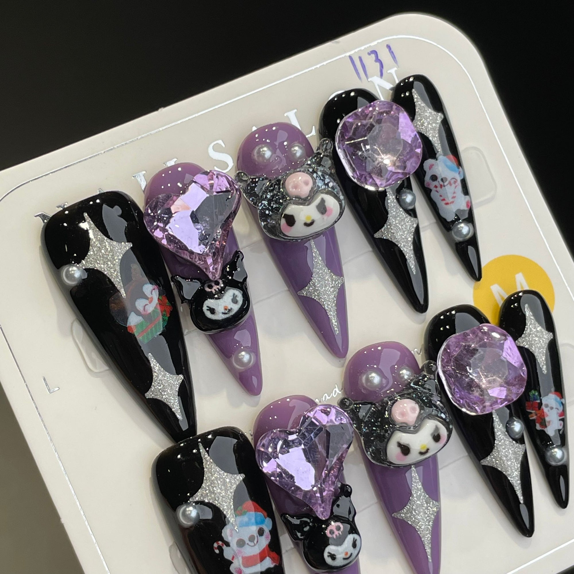Handmade Press On Nails Long Stiletto Kulomi cartoon