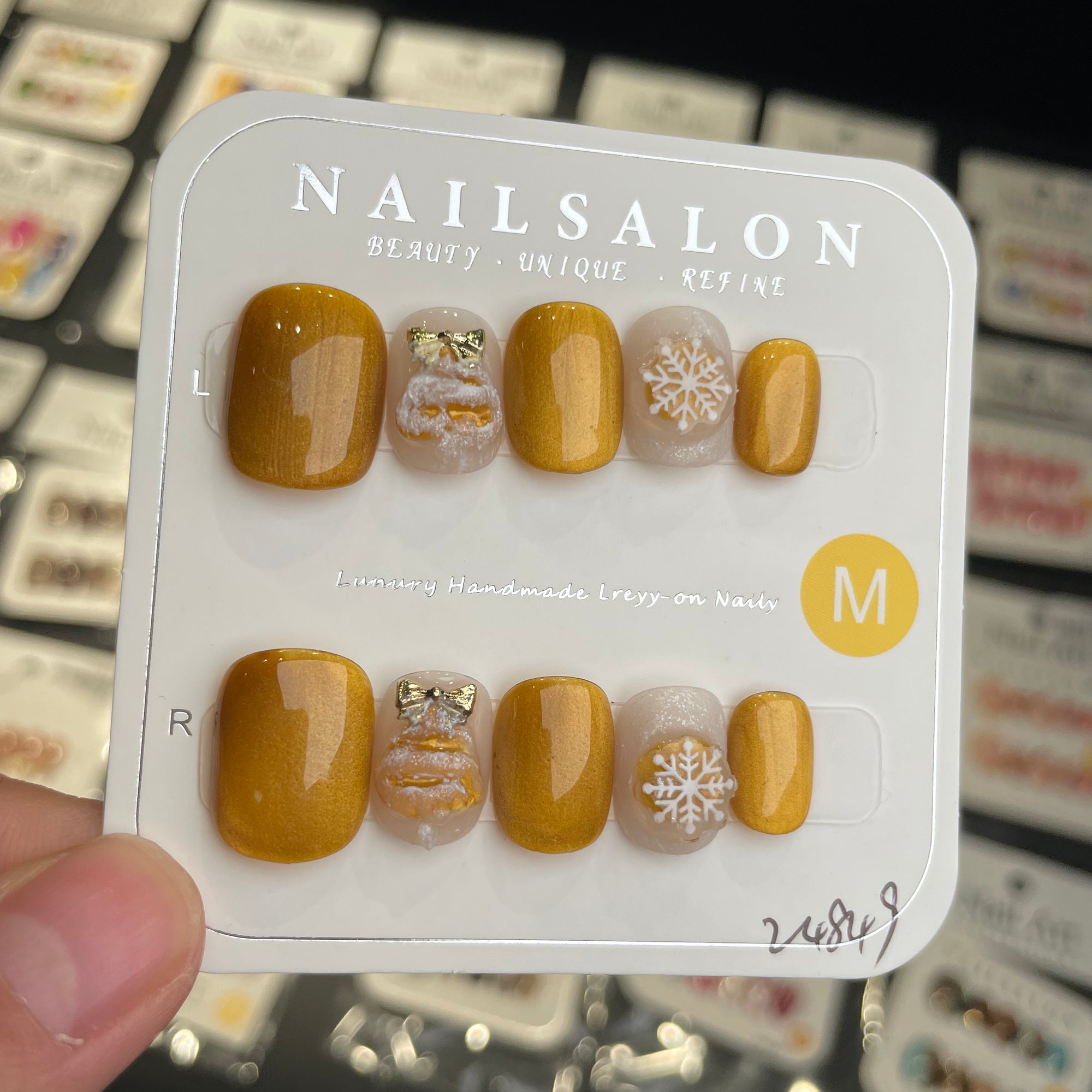 Y-H  hand made press on nails snowflake 034