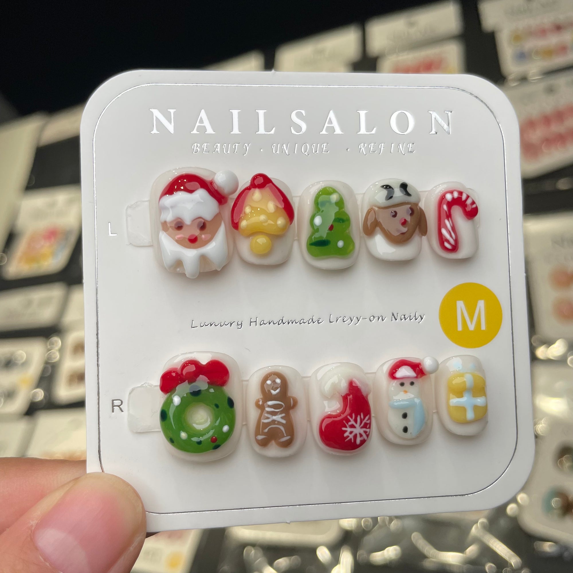 Y-H hande made press on nails Christmas 035