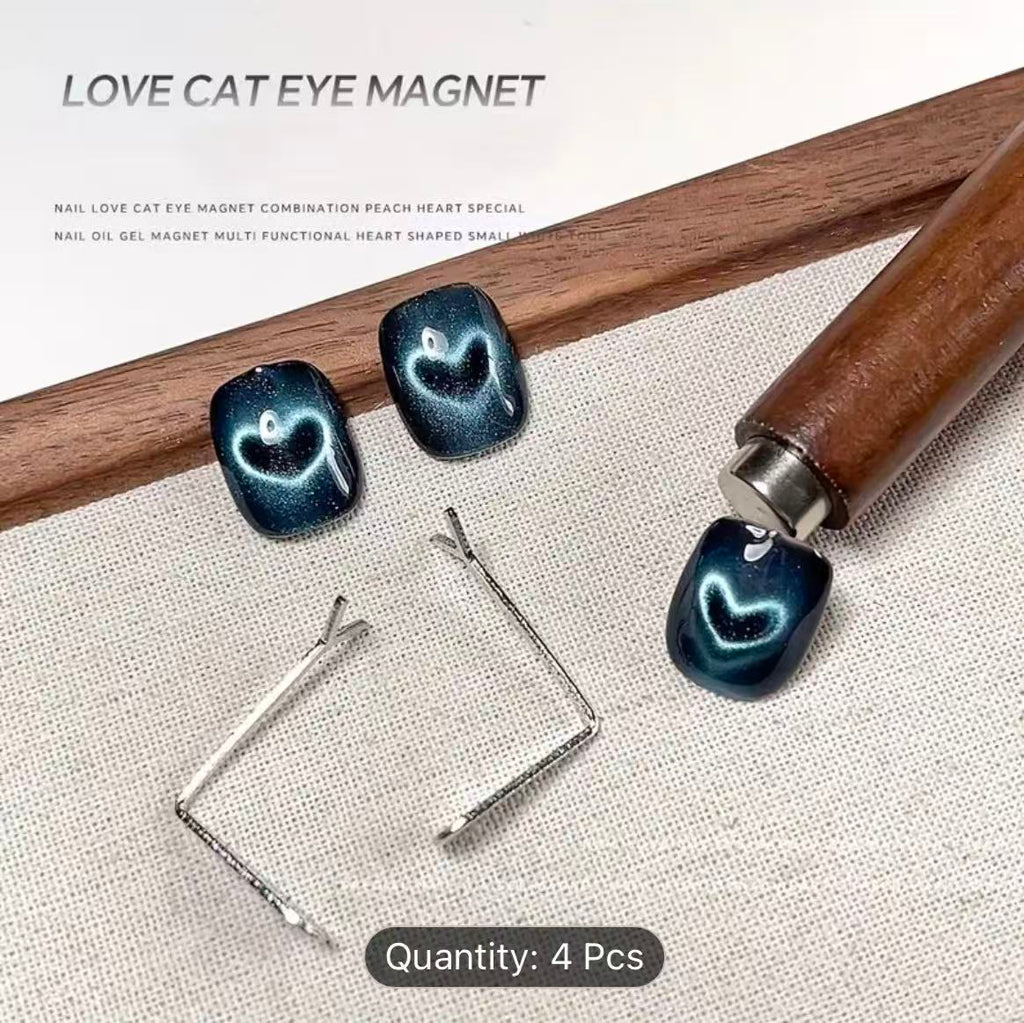4pcs Cat Eye Nail Art Sticks - Heart & Rabbit & Bear Shaped Magnetic