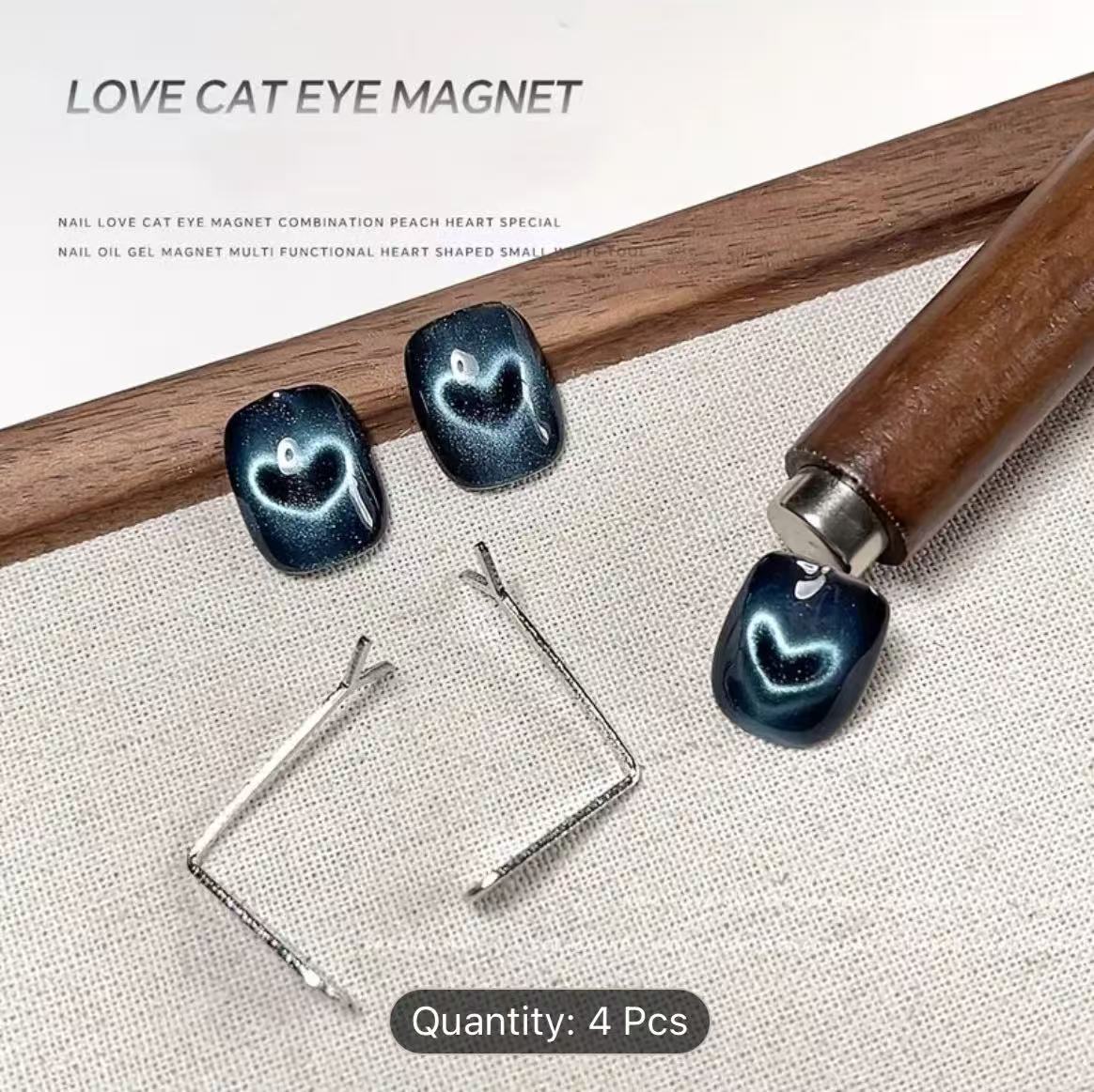 4pcs Cat Eye Nail Art Sticks - Heart & Rabbit & Bear Shaped Magnetic