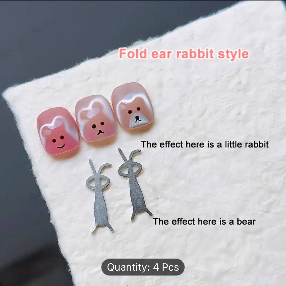 4pcs Cat Eye Nail Art Sticks - Heart & Rabbit & Bear Shaped Magnetic