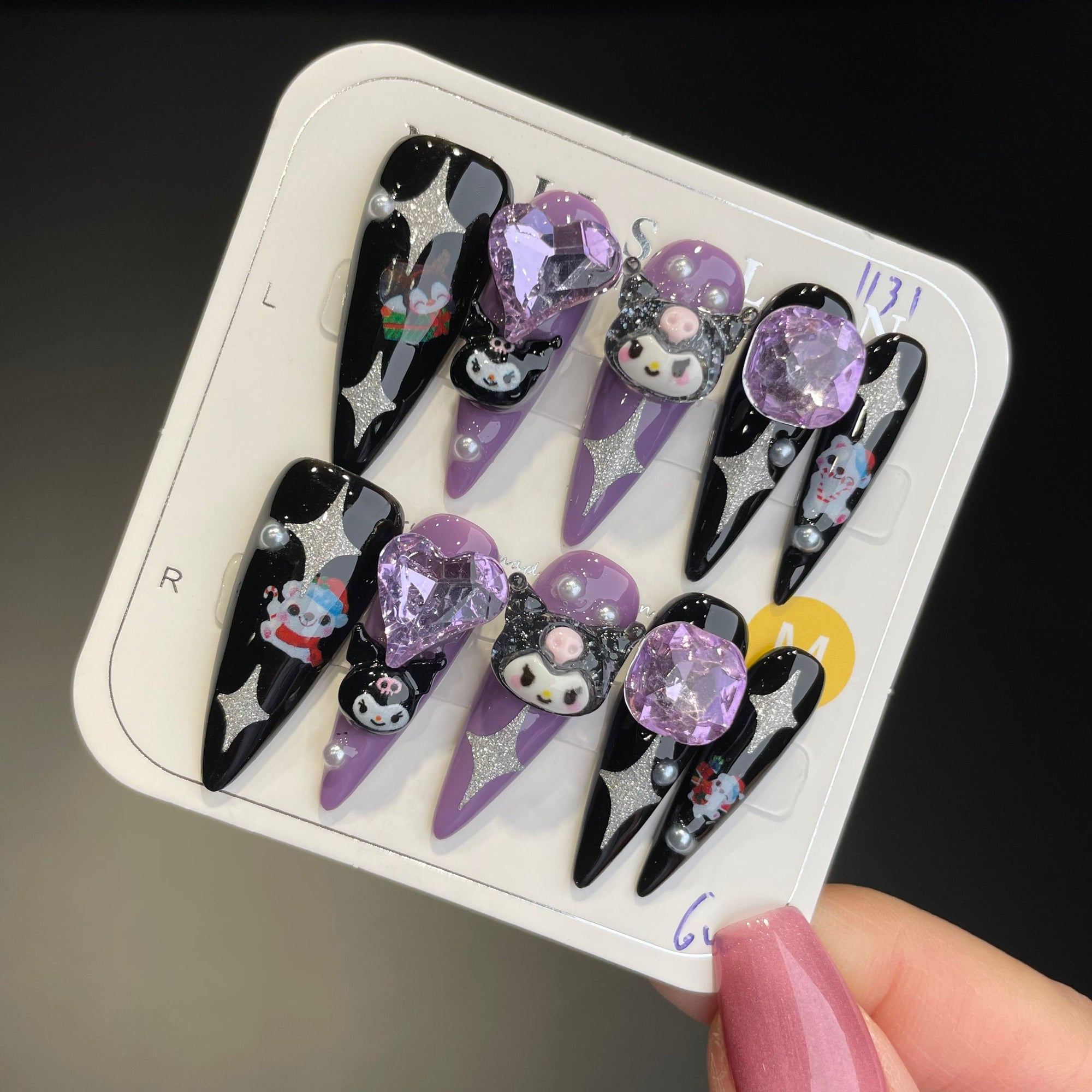 Handmade Press On Nails Long Stiletto Kulomi cartoon