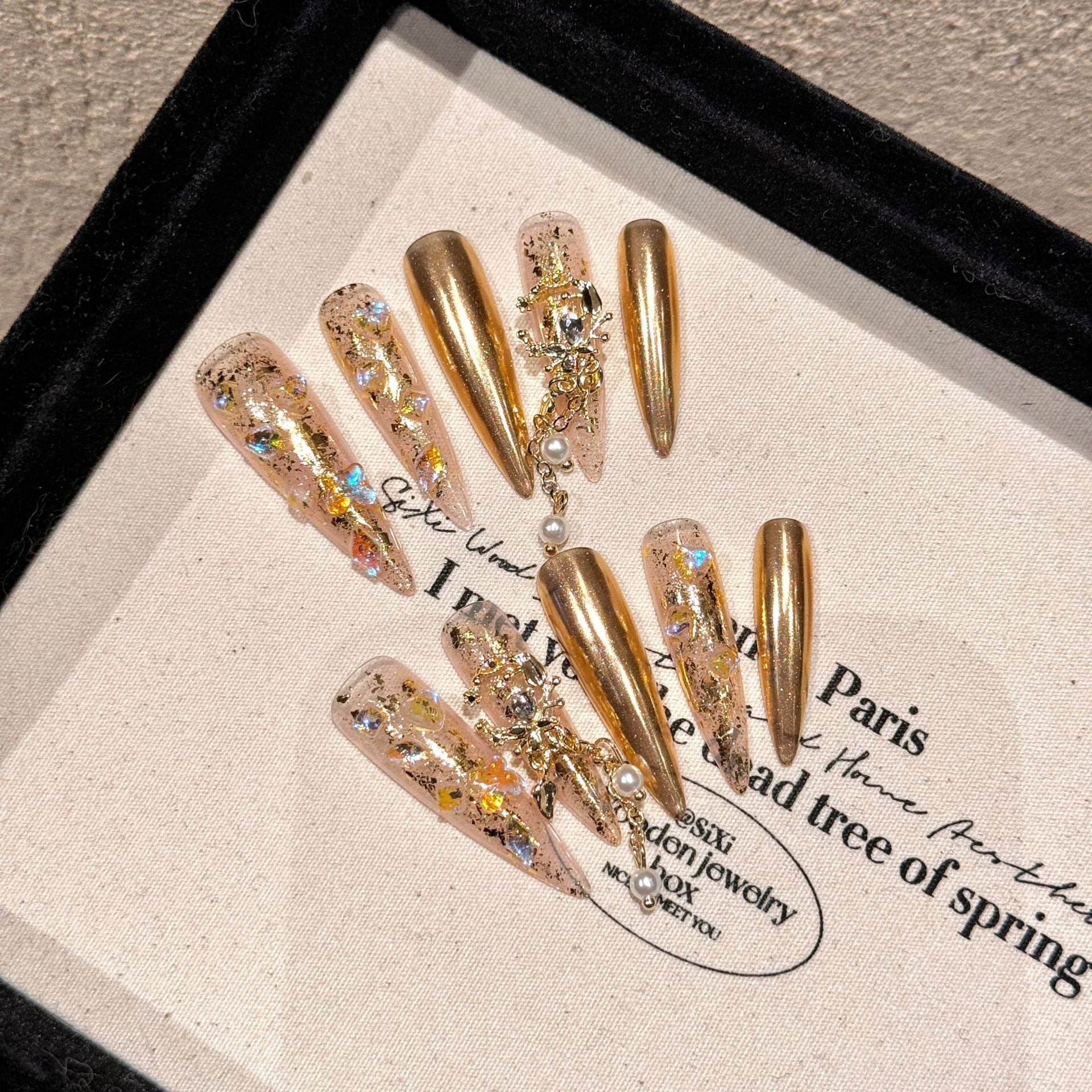 Y-H  hand made press on nails 3D relief 2146