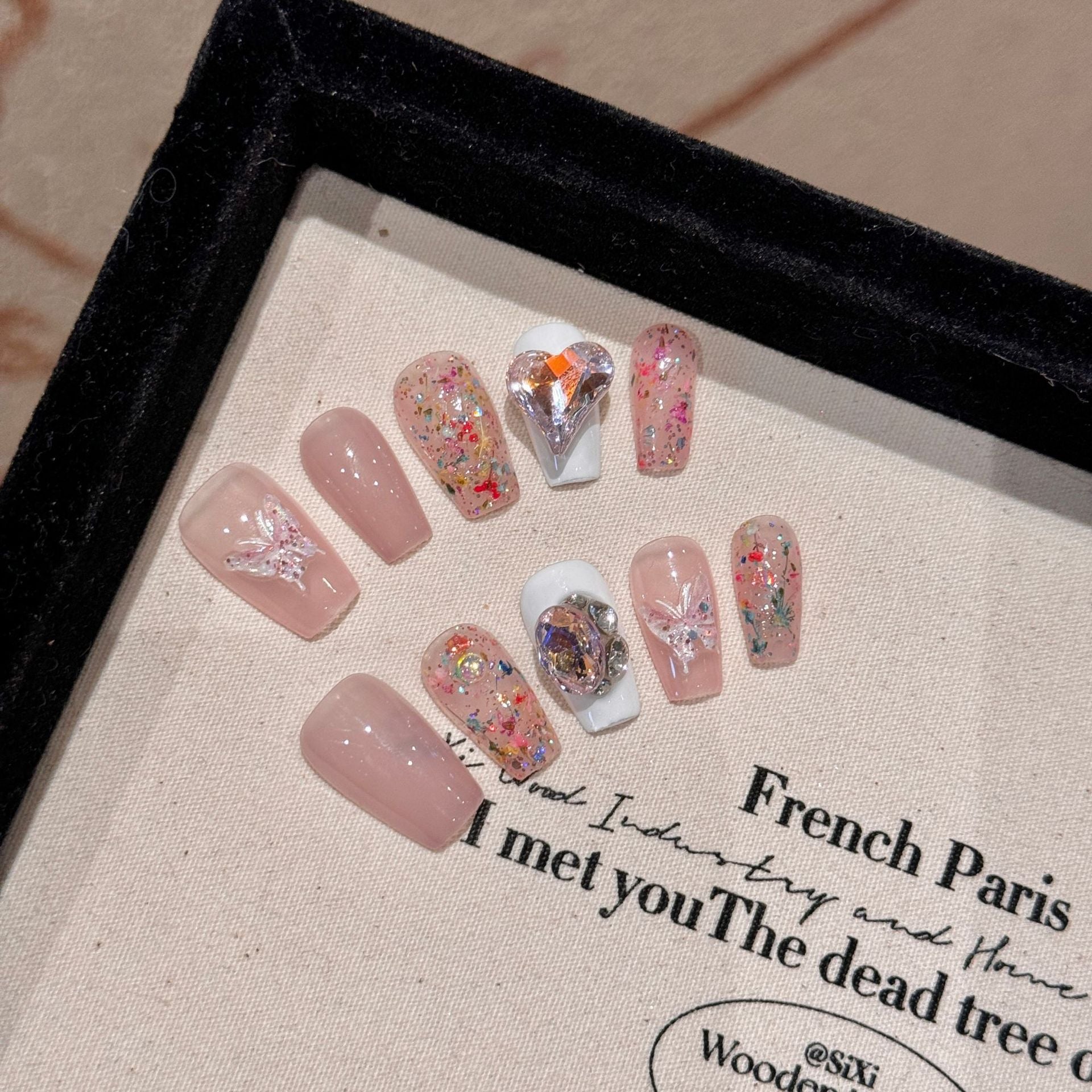 Y-H hand made press on nails Shiny Butterfly 2152