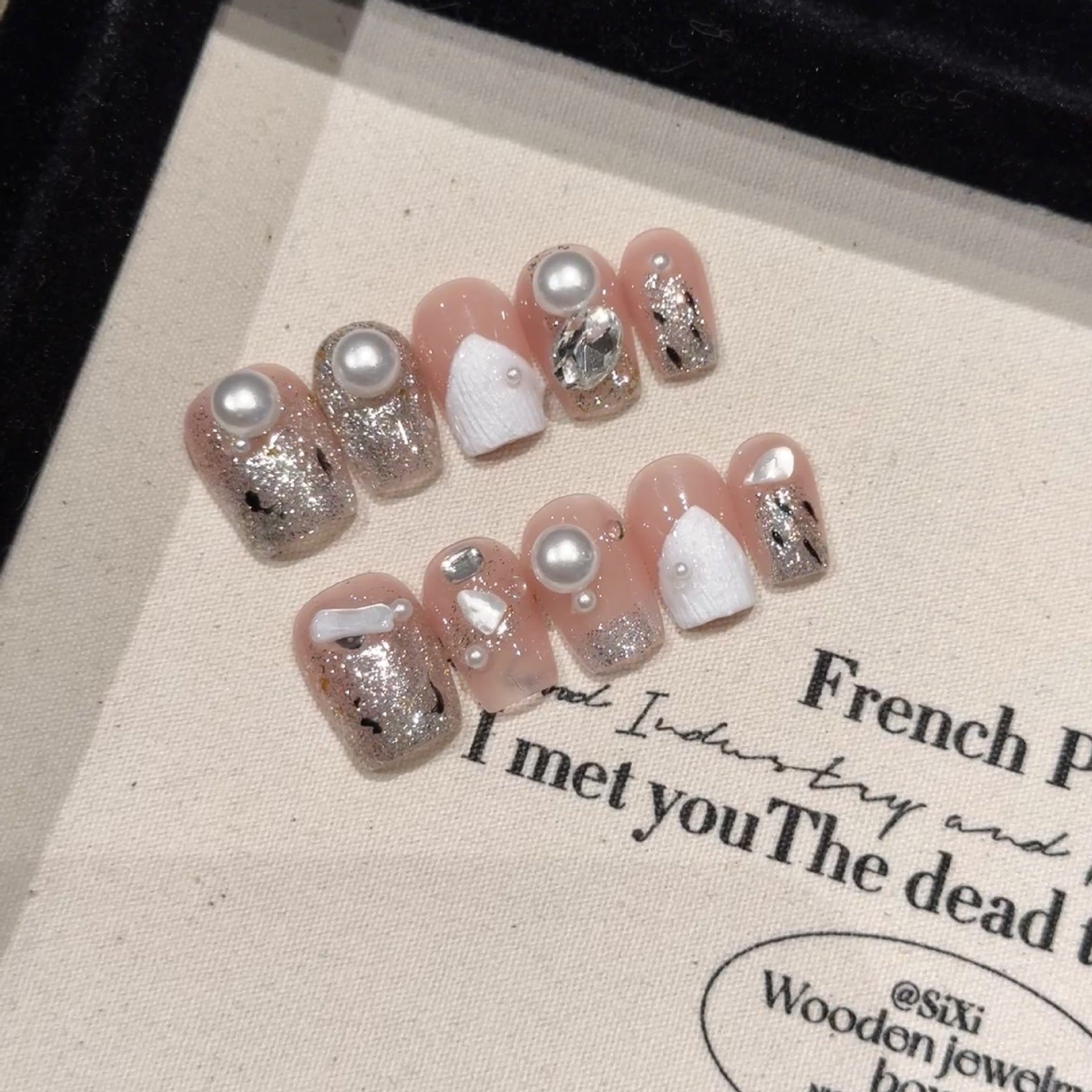 Y-H hand made press on nails Shell glass 2164