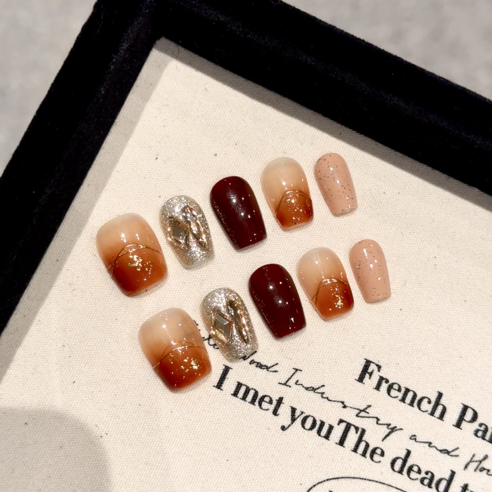 Y-H hand made press on nails Caramel 2190