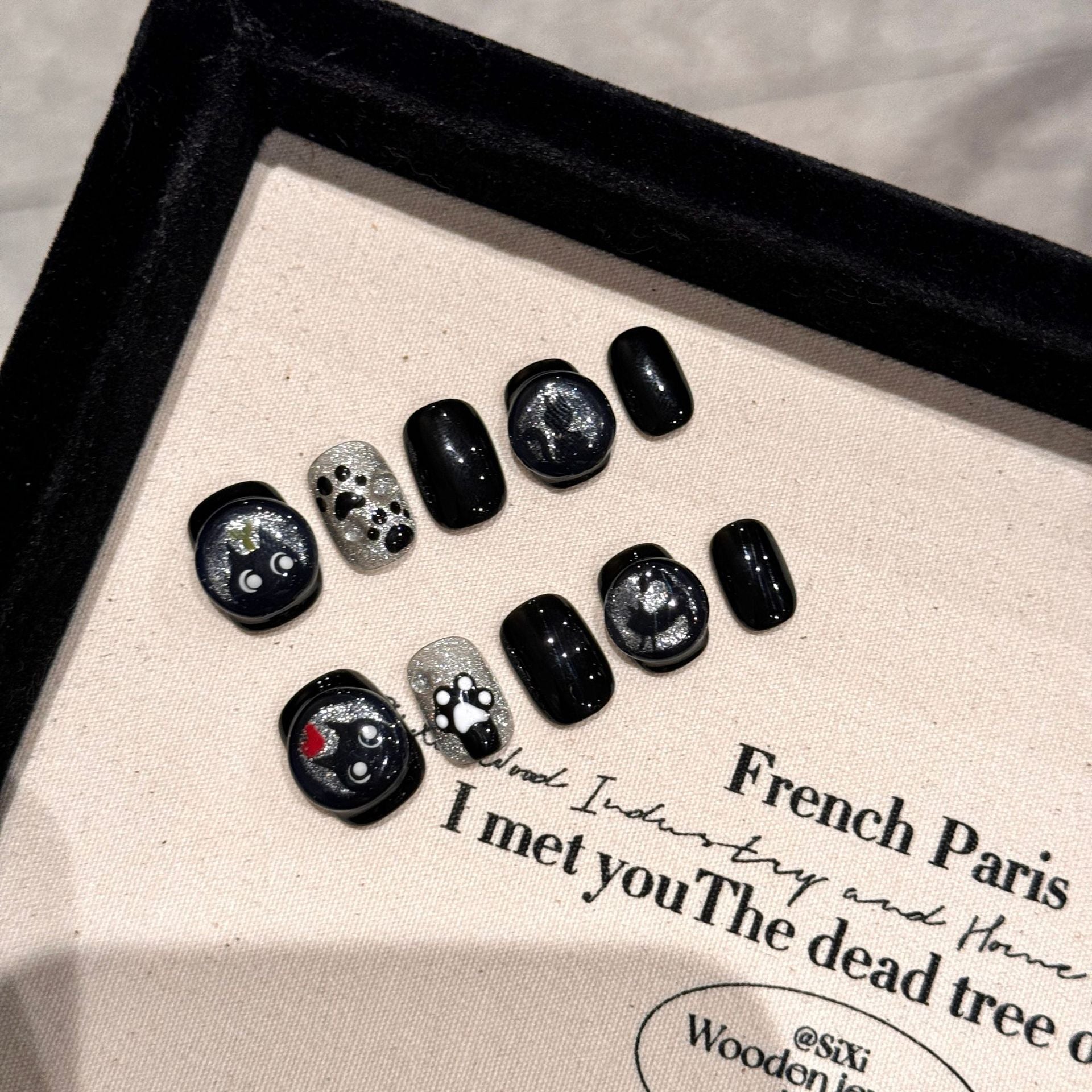 Y-H hand made press on nails Cute Cat 2247