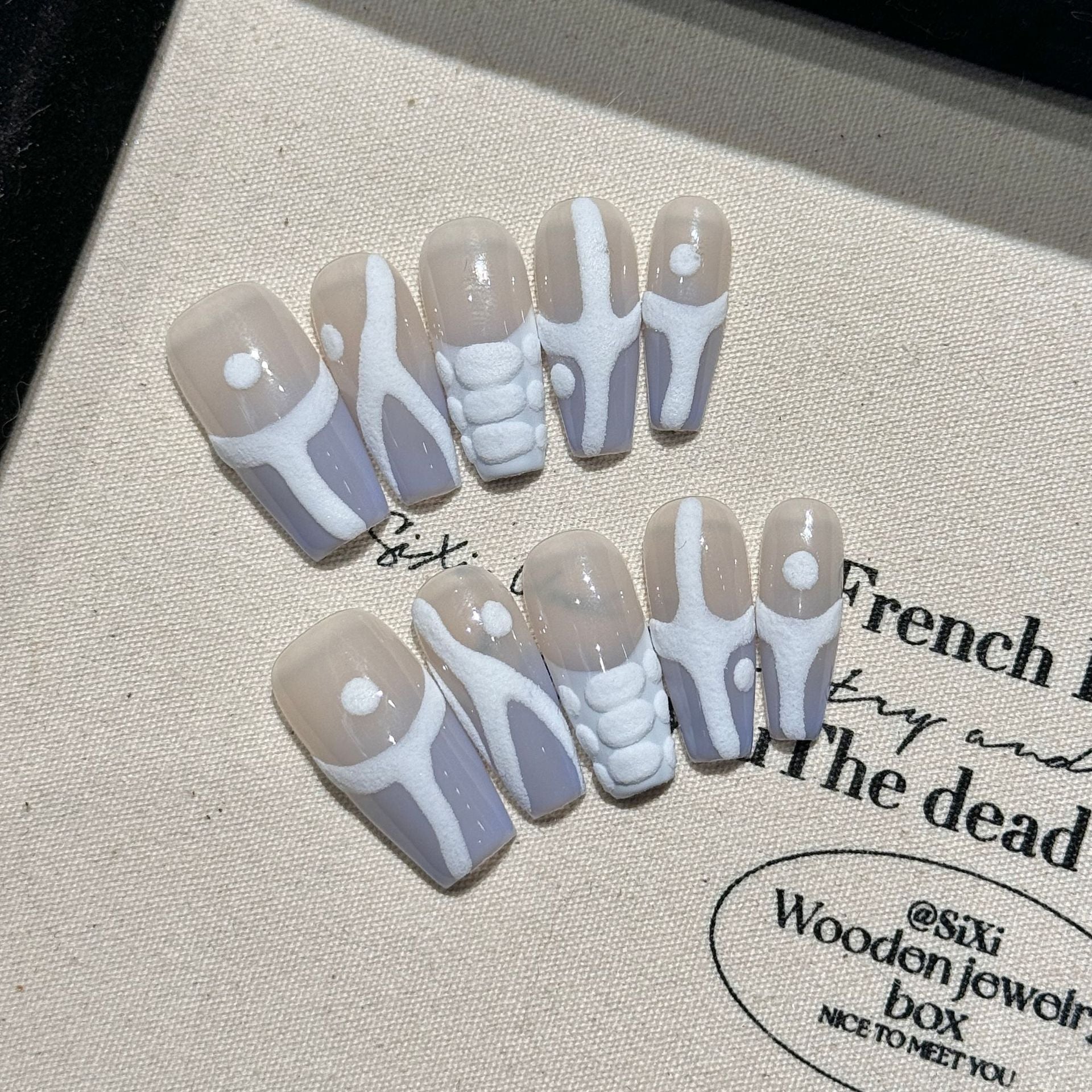 Y-H hand made press on nails Swaziland Blue 2251