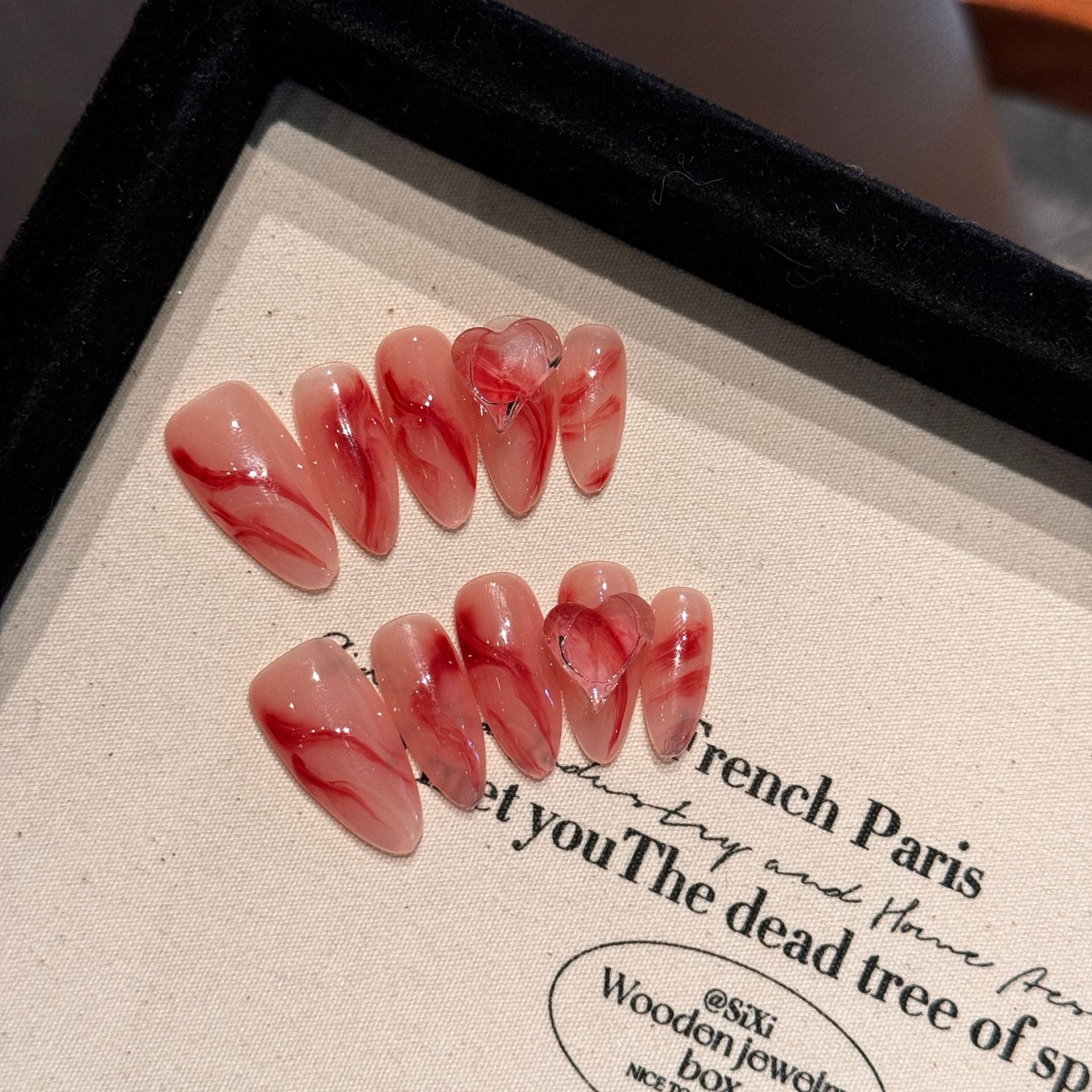 Y-H  hand made press on nails Dark Hottie 2257