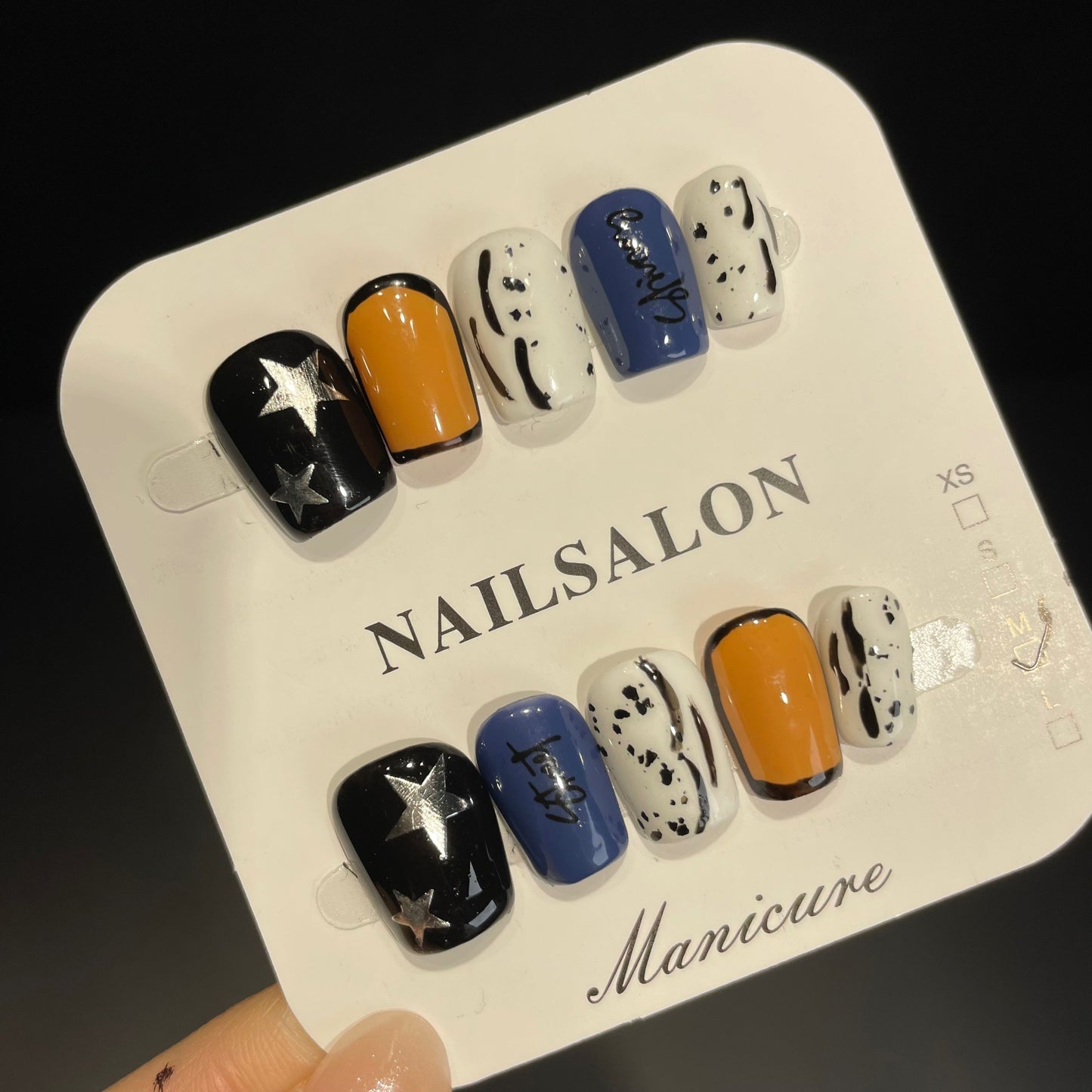 Handmade Press On Nails Short Coffin Dot and dot