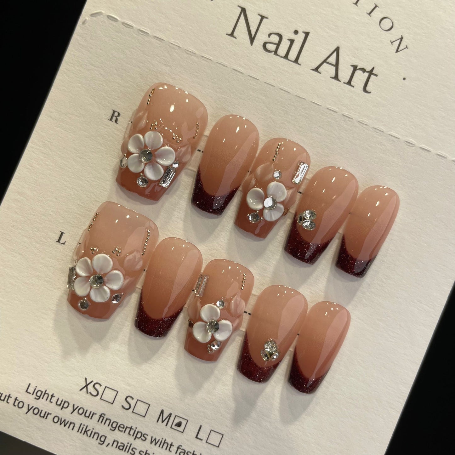 Handmade Press On Nails Medium Coffin Petal style