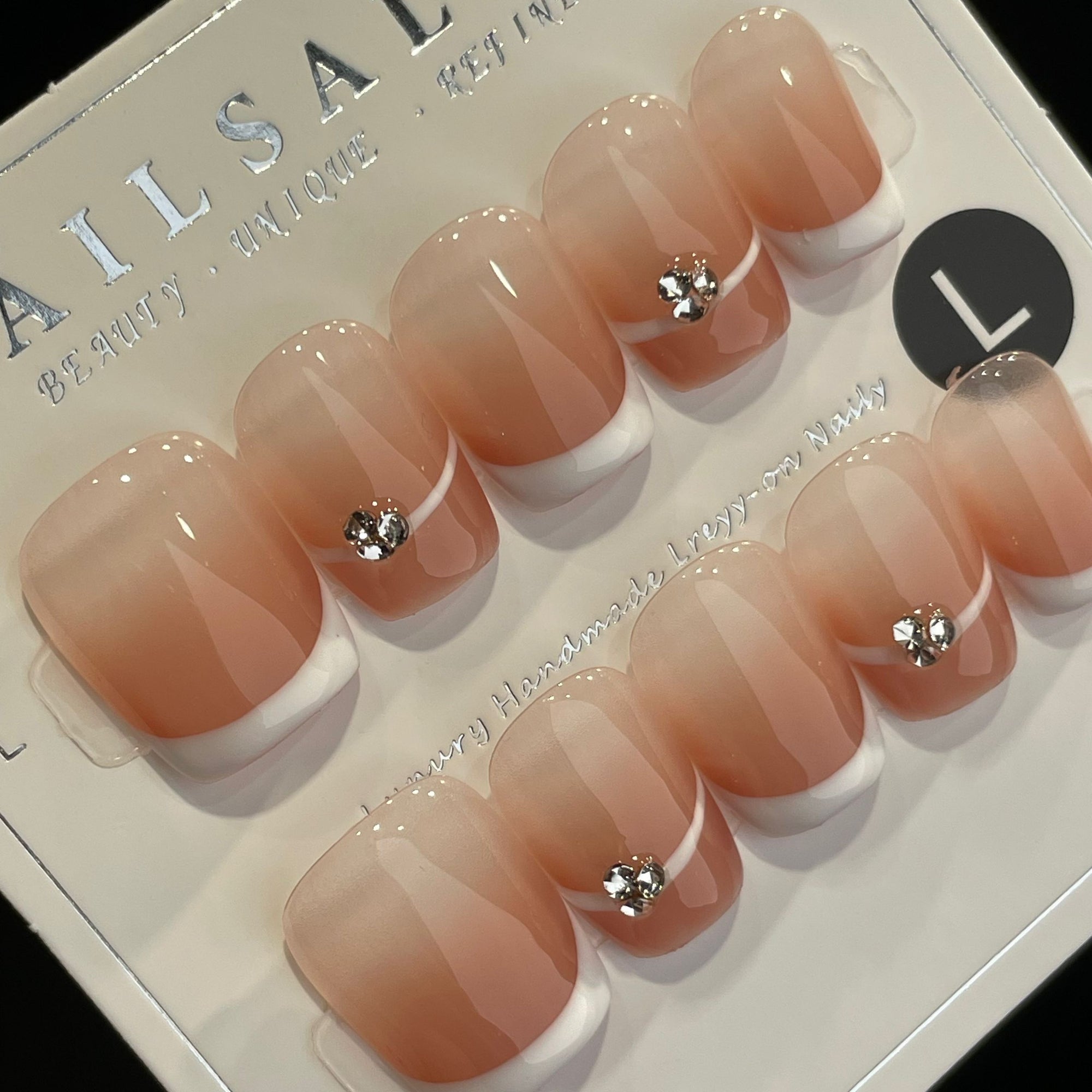 Handmade Press On Nails Short Coffin Minimalist French