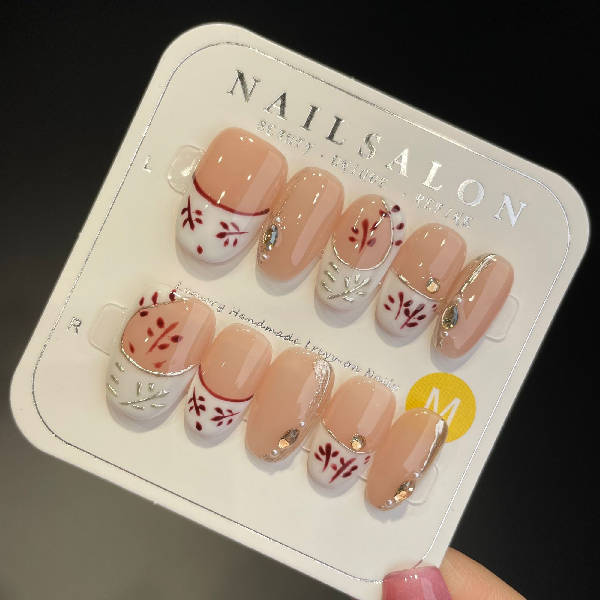 Handmade Press On Nails Medium Oval Longing for autumn