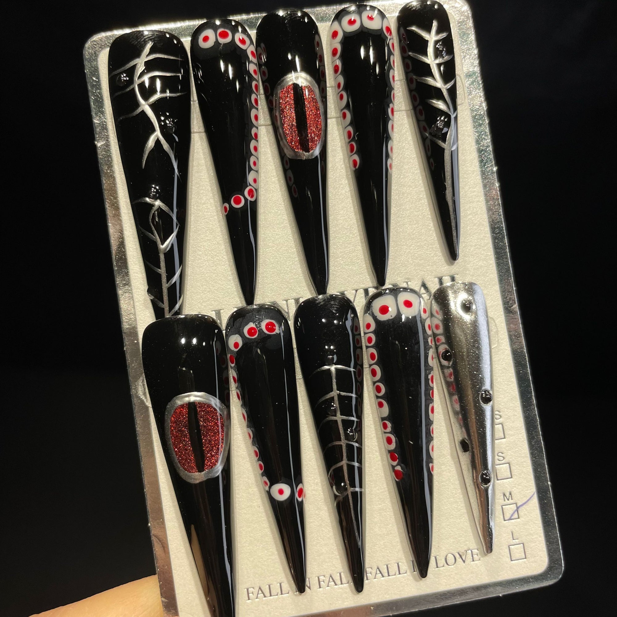 Handmade Press On Nails Extra-Long Stiletto Snake's eye-YiH