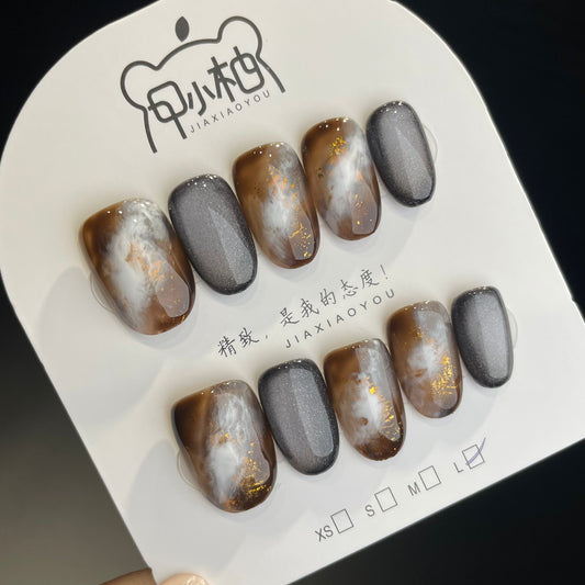 Handmade Press On Nails Short Oval The Milky Way