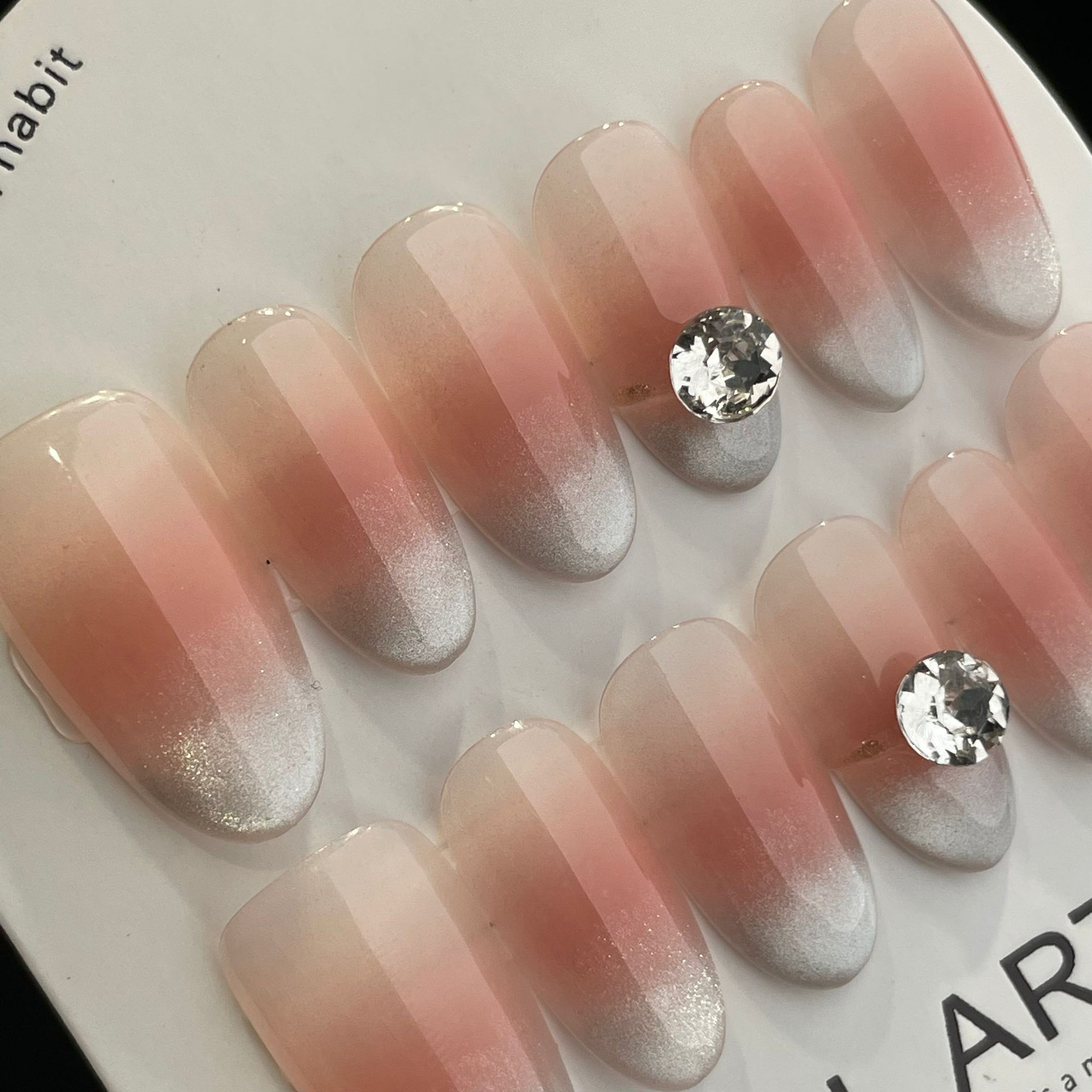 Handmade Press On Nails Medium Almond Fingertip cat's eye-YiH