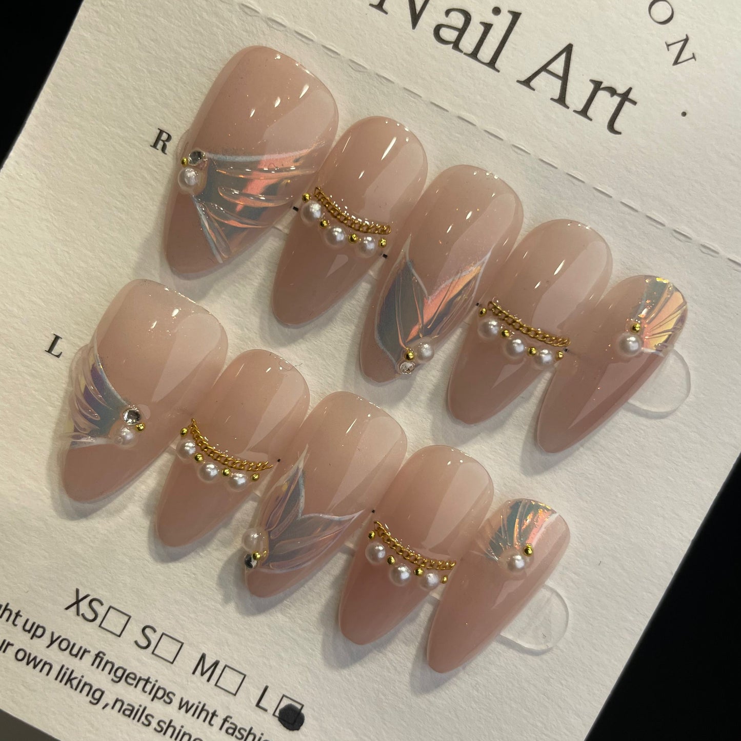 Handmade Press On Nails Medium Almond Fishtail