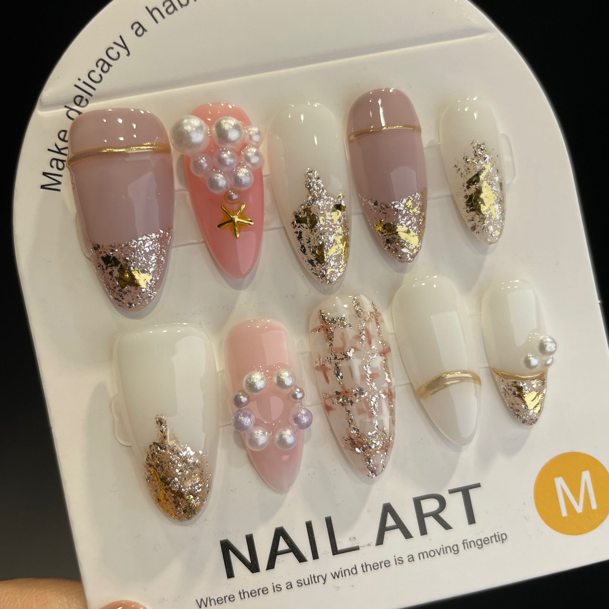 Handmade Press On Nails Medium Stiletto Christmas star