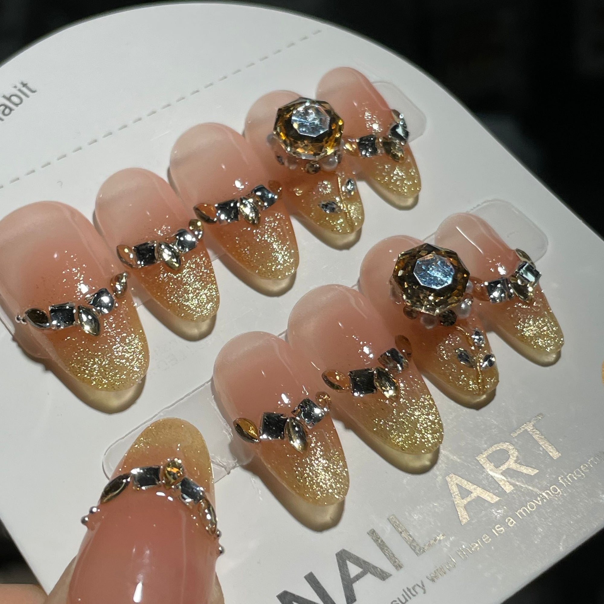 Handmade Press On Nails Medium Almond The stone and the rose