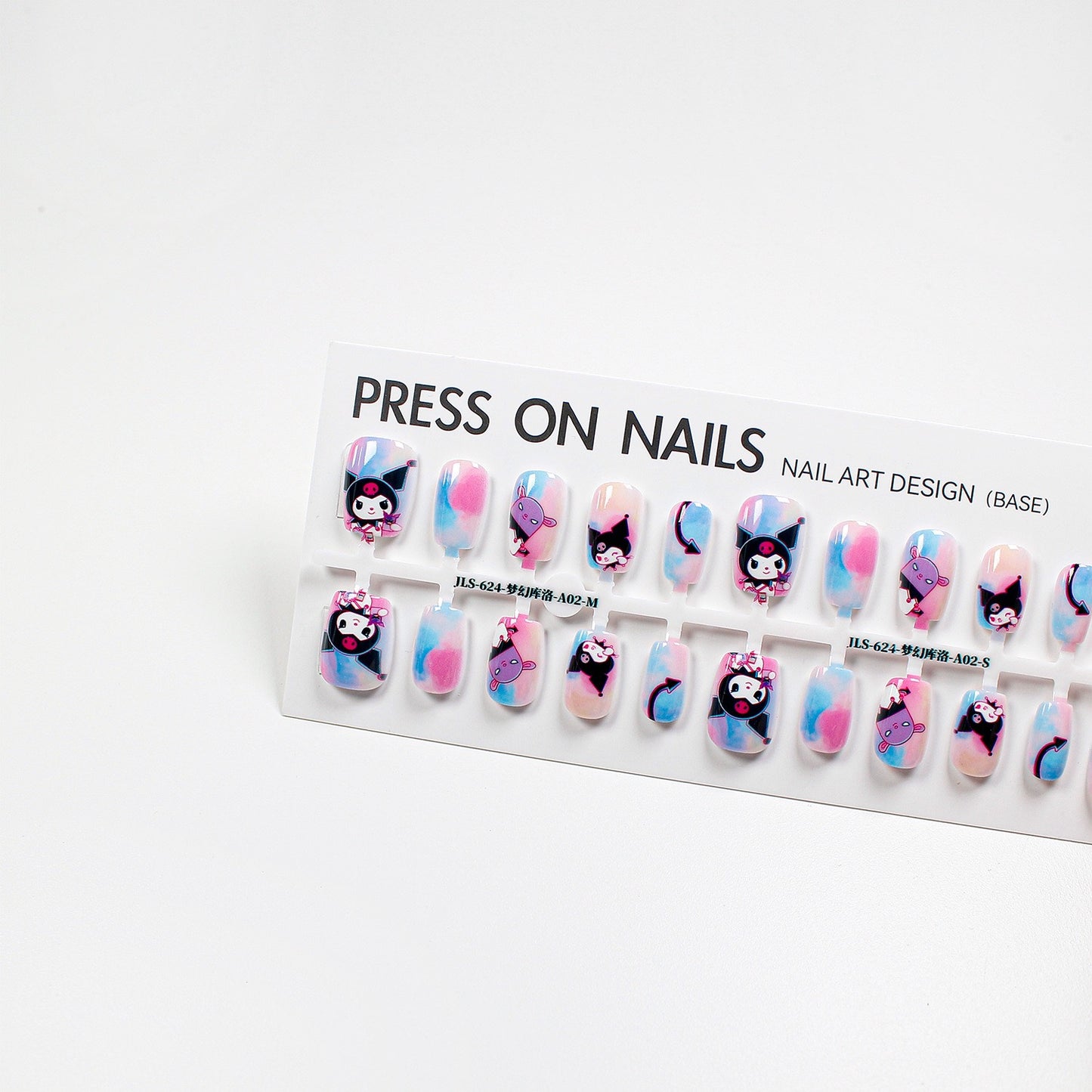 With design Cat eye press on nails long strip 30pcs JLS-624-梦幻库洛-A02（超短梯）