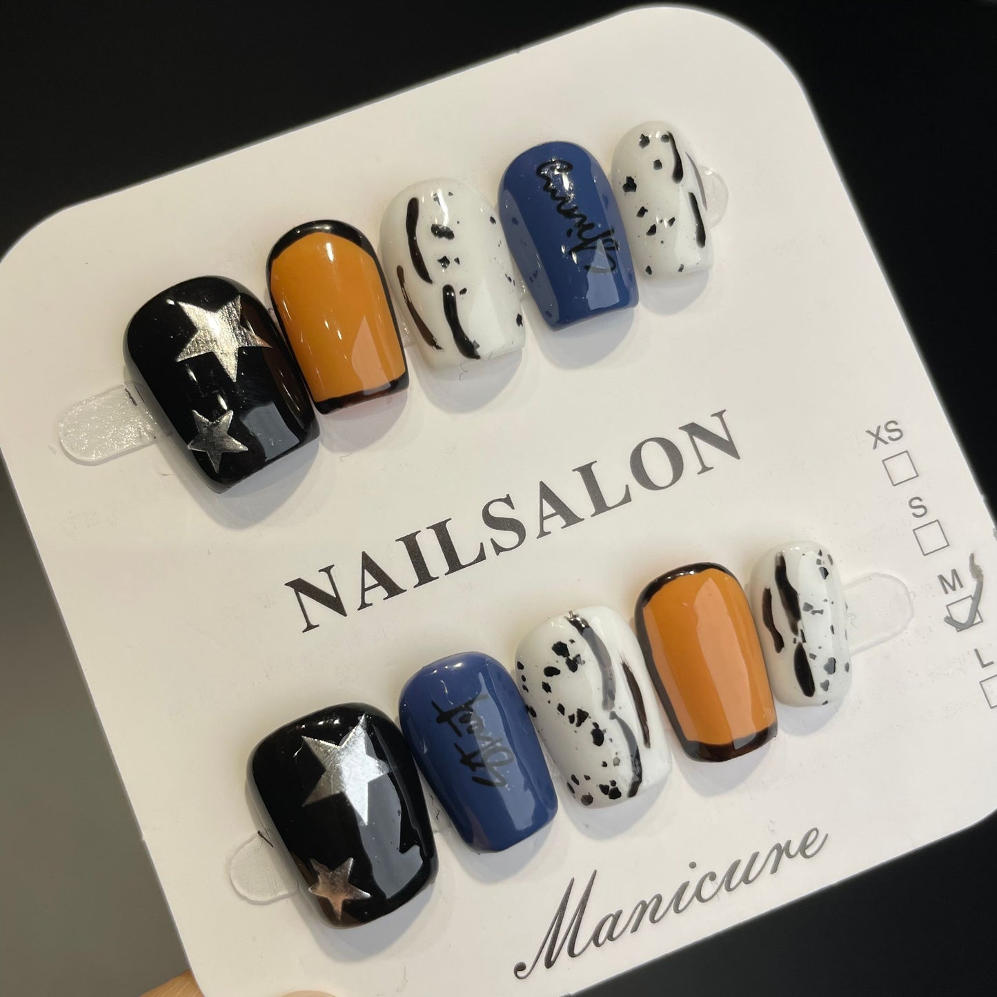 Handmade Press On Nails Short Coffin Dot and dot