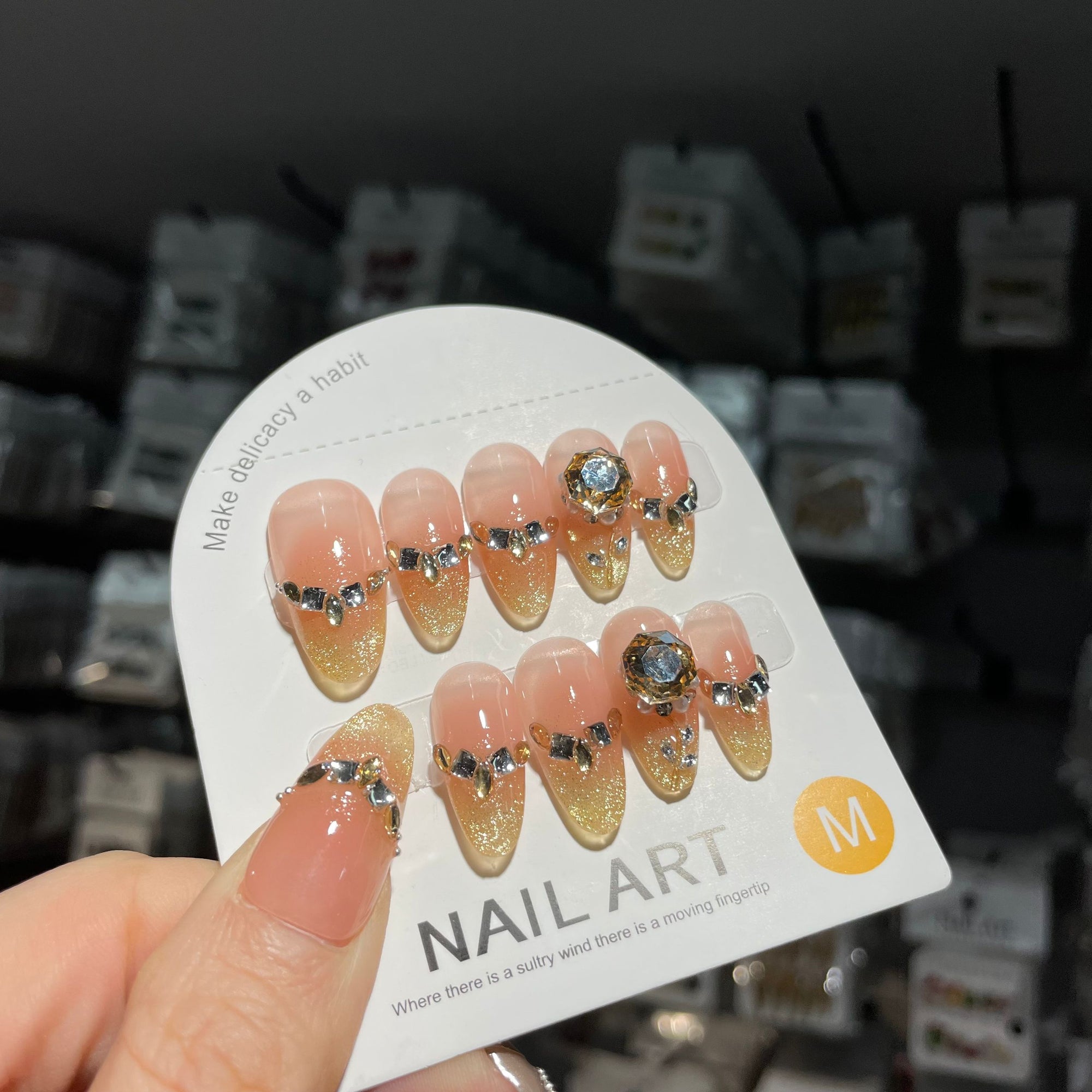 Handmade Press On Nails Medium Almond The stone and the rose