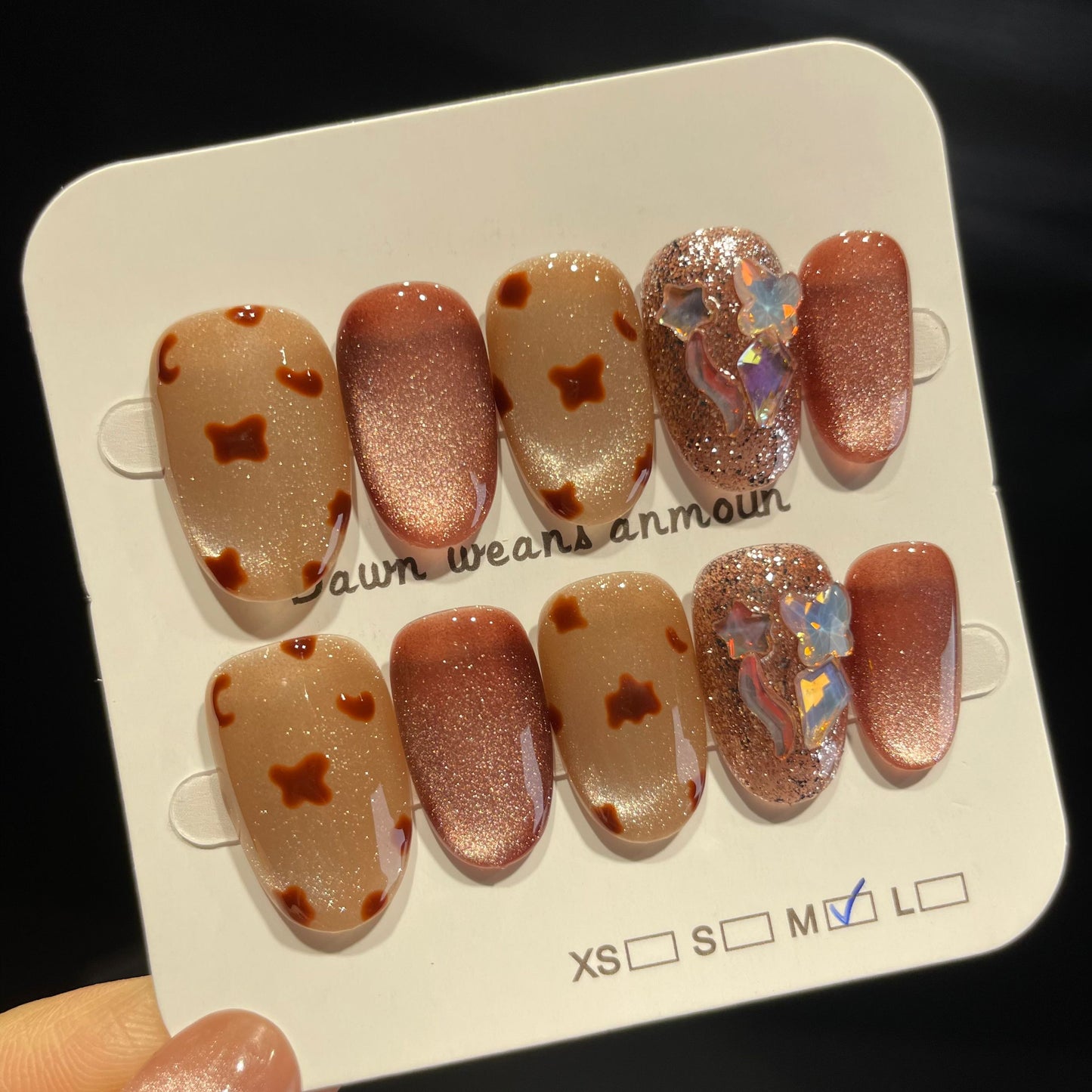 Handmade Press On Nails Short Oval Autumn butterfly-XiXX