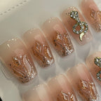 Handmade Press On Nails Medium Coffin Snake drill flame flash-YiH