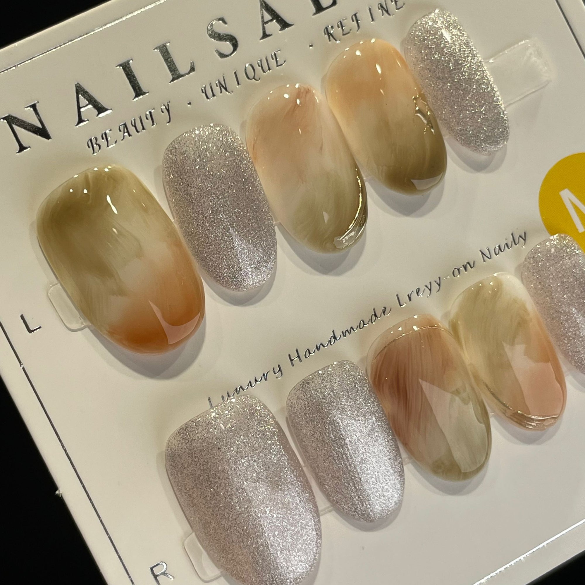 Handmade Press On Nails Medium Oval Tinted tulips