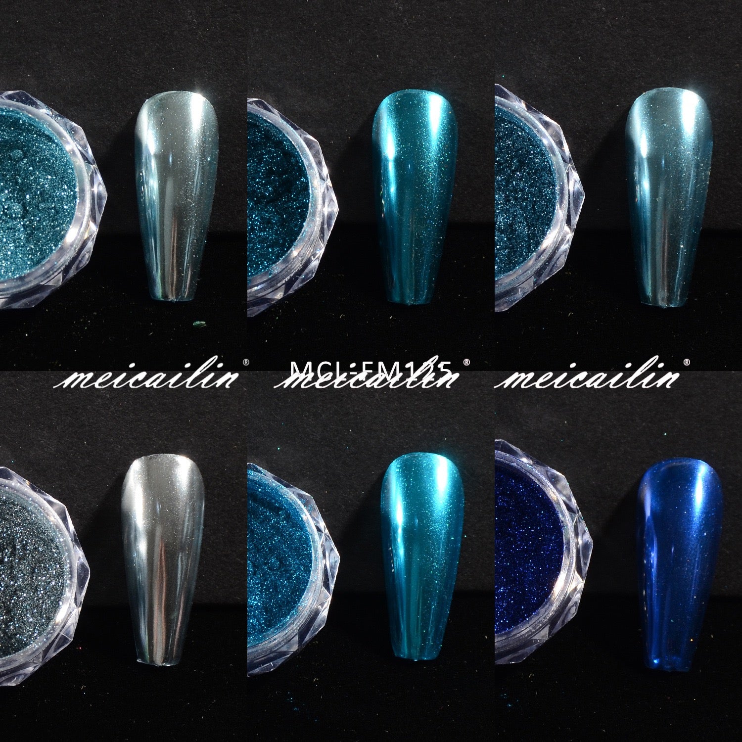 6 pcs/set Magic Mirror Nail Art Powder