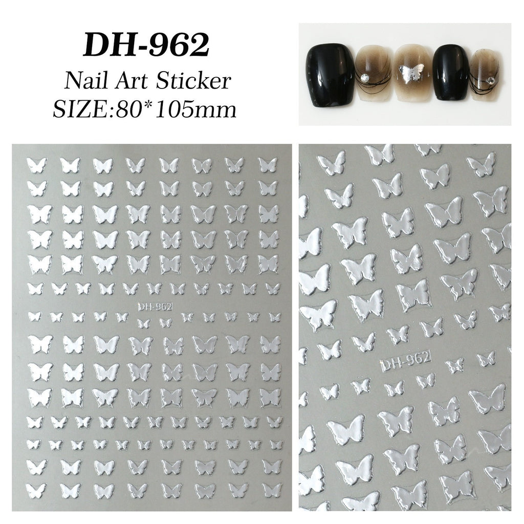 7pcs Gold Foil Butterfly Nail Stickers