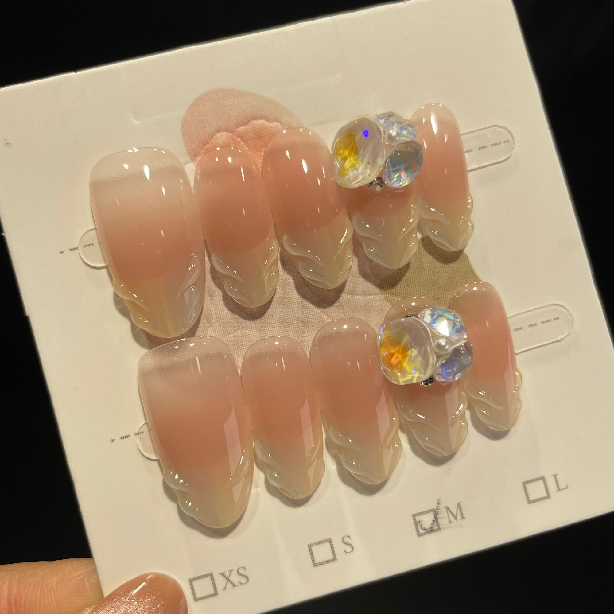 Handmade Press On Nails Medium Almond Line method
