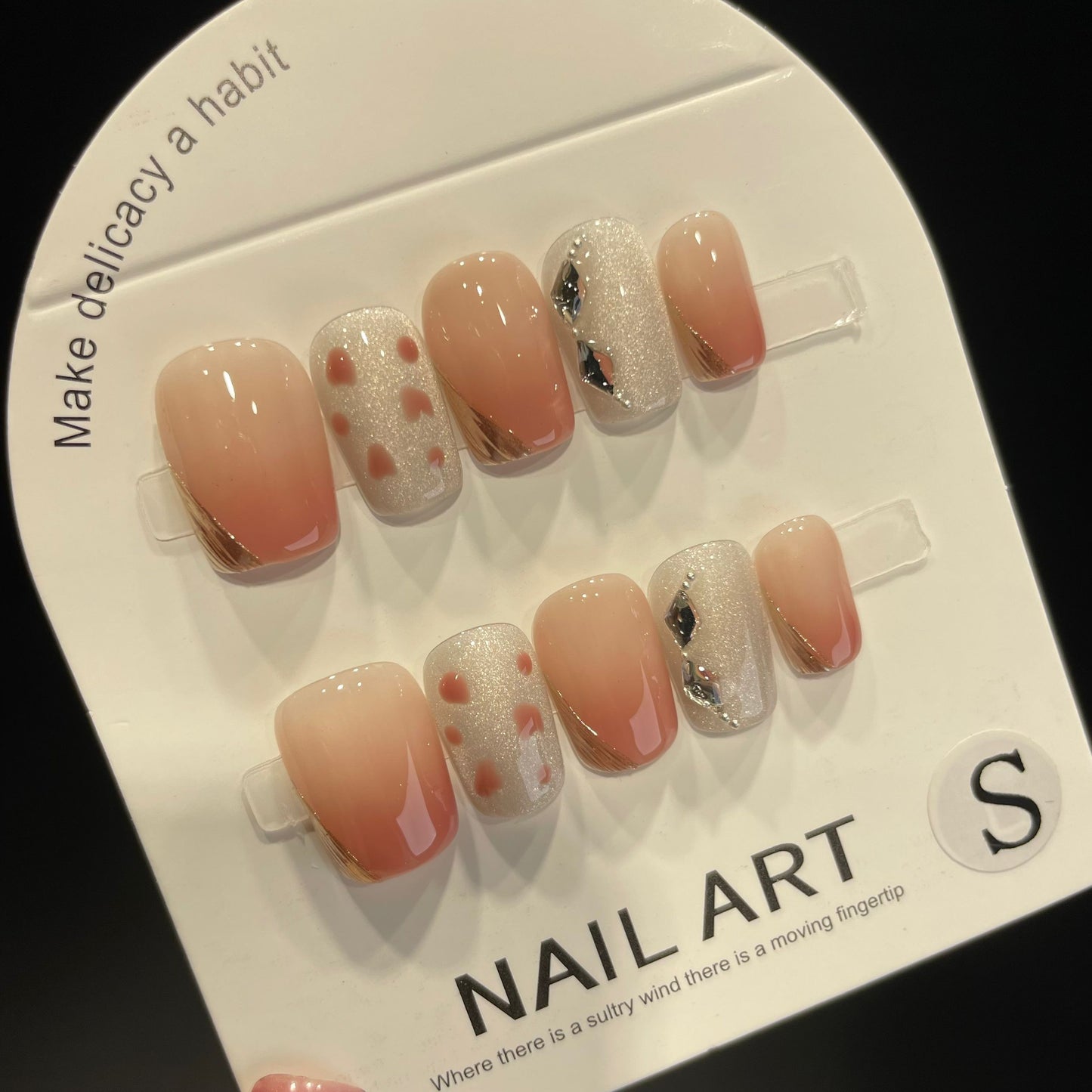 Handmade Press On Nails Short Coffin Gentle cat's eye