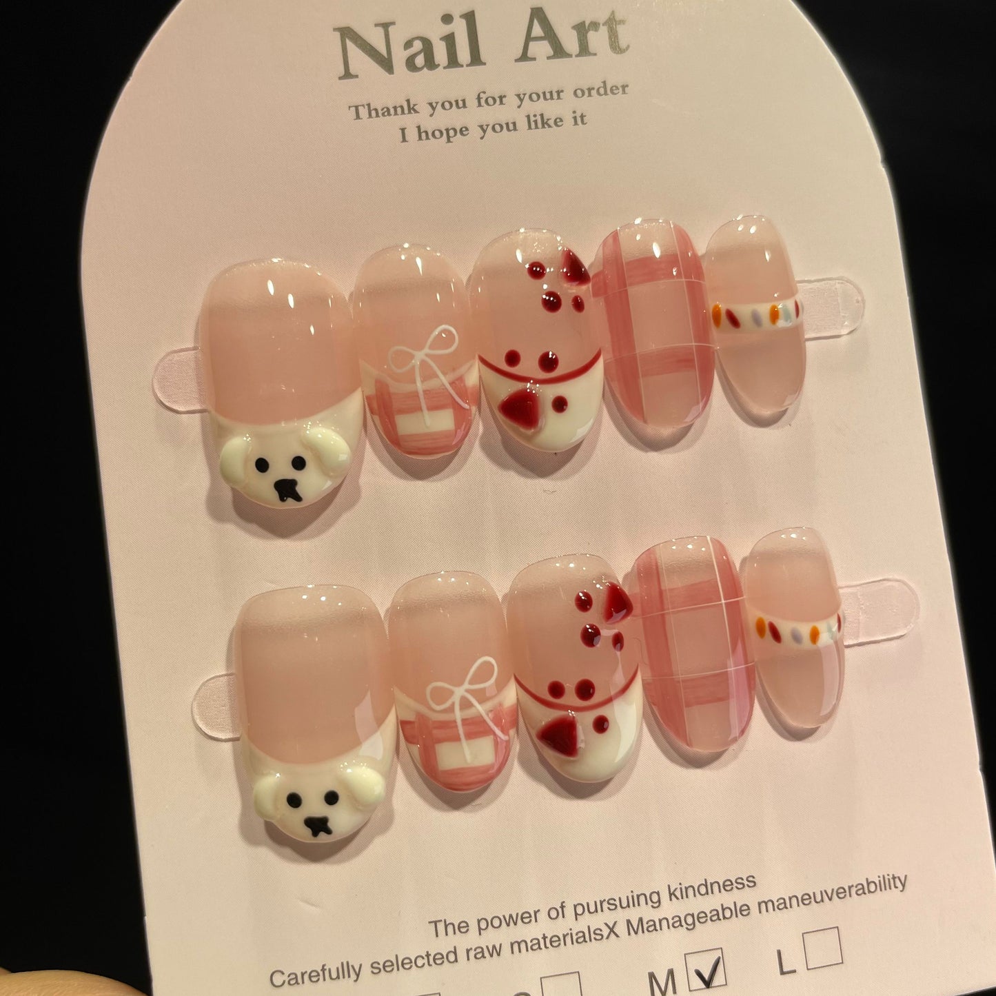 Handmade Press On Nails Short Oval Doggy paw