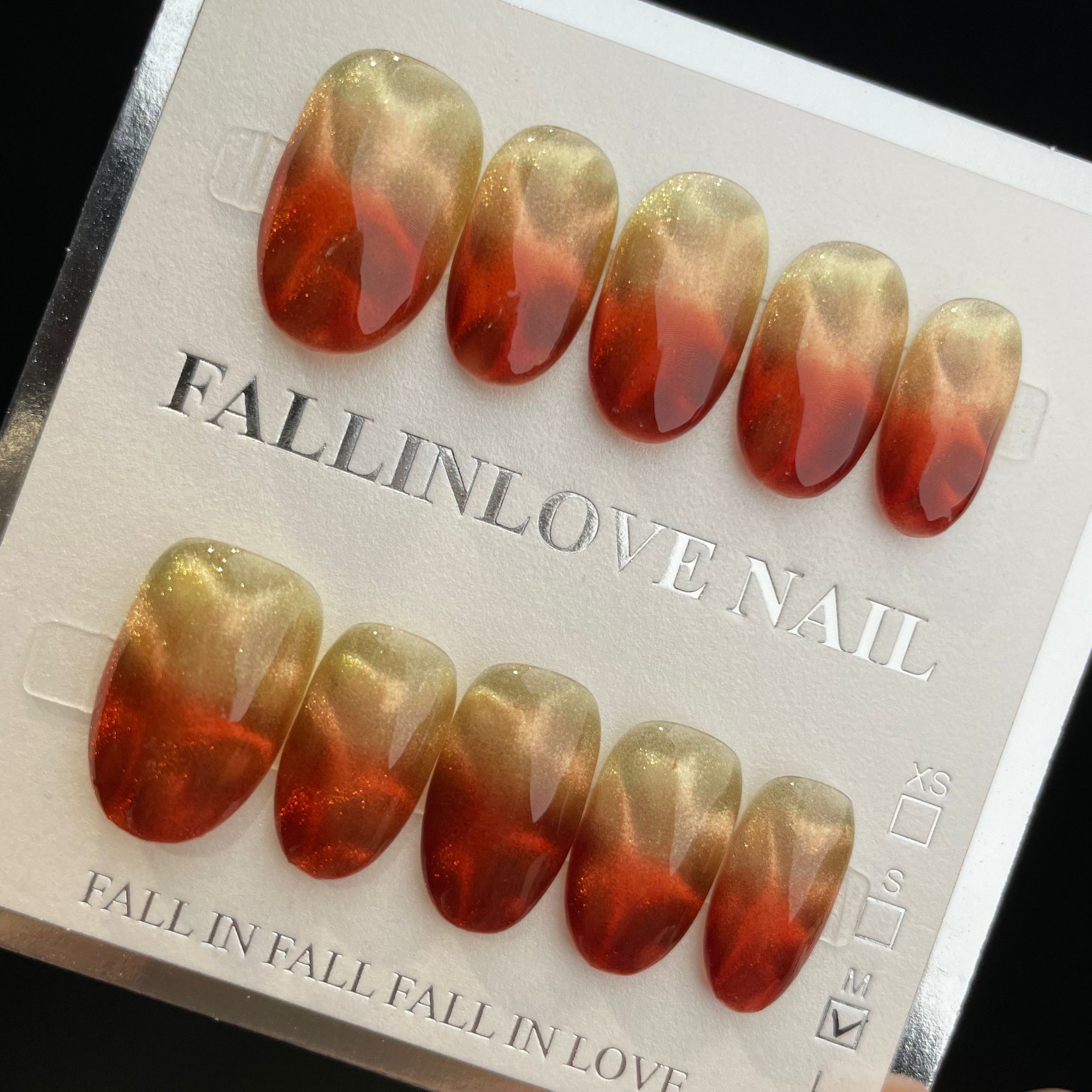 Handmade Press On Nails Short Oval Tiger print cat eyes-YiH
